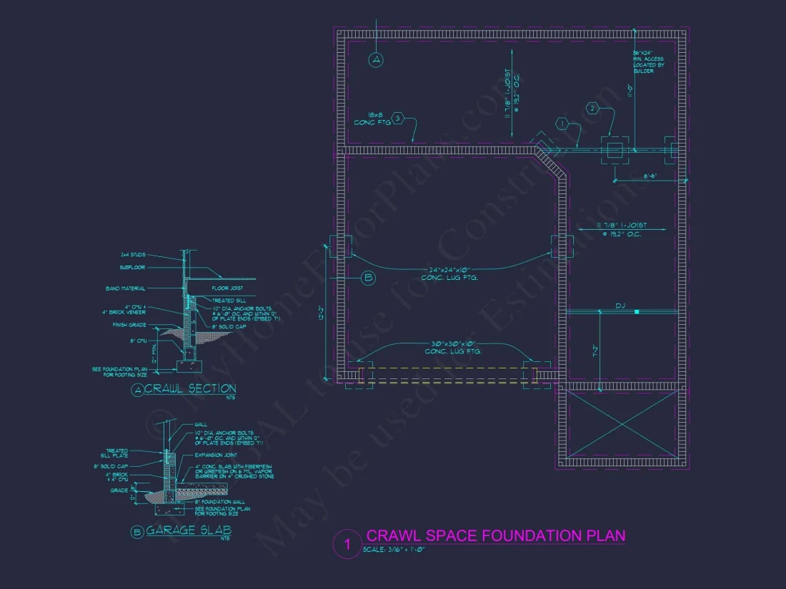 Modern Suburban house Plan with 2 Stories & 3 Bedrooms