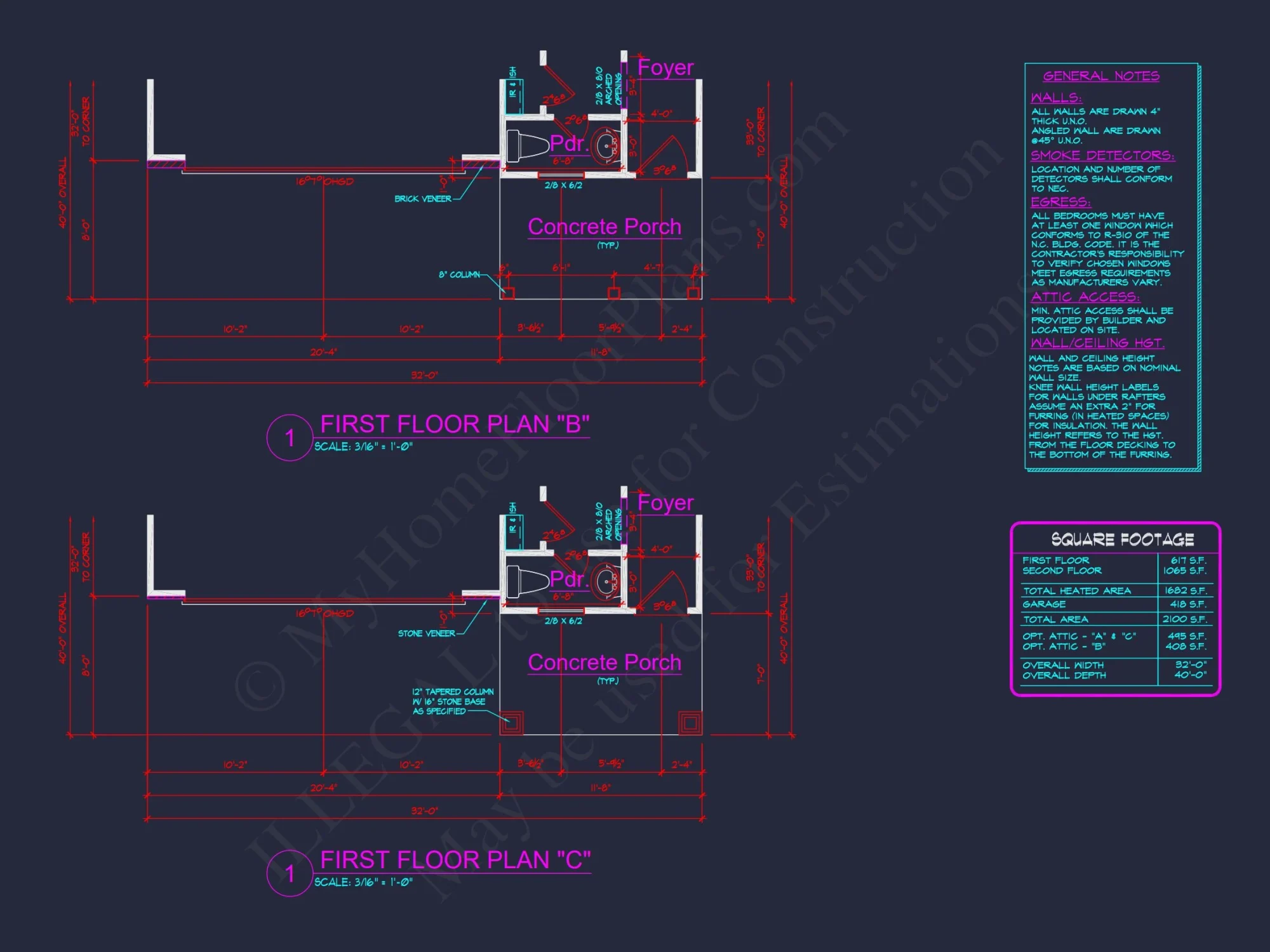Modern Suburban house Plan with 2 Stories & 3 Bedrooms