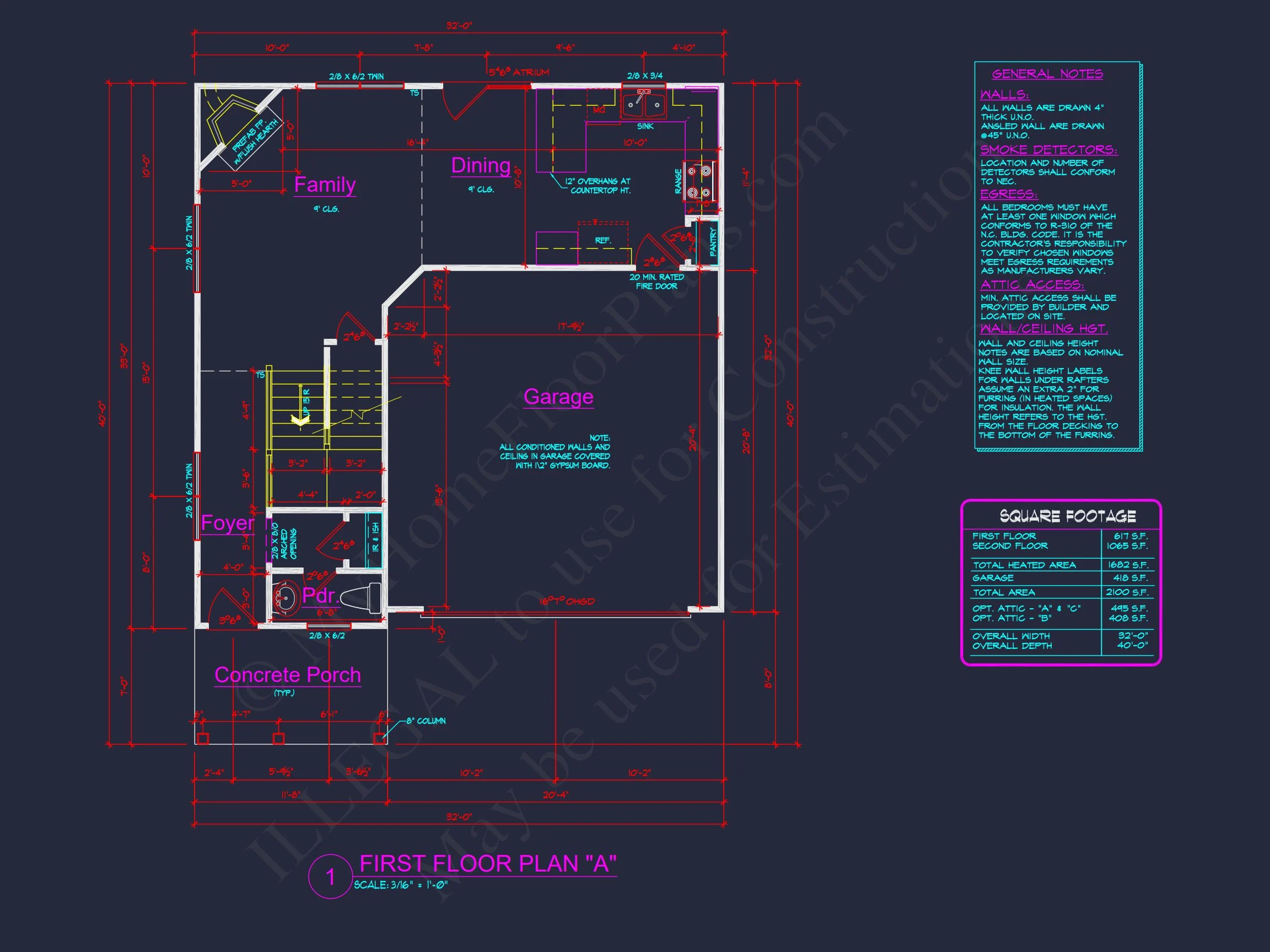 Modern Suburban house Plan with 2 Stories & 3 Bedrooms