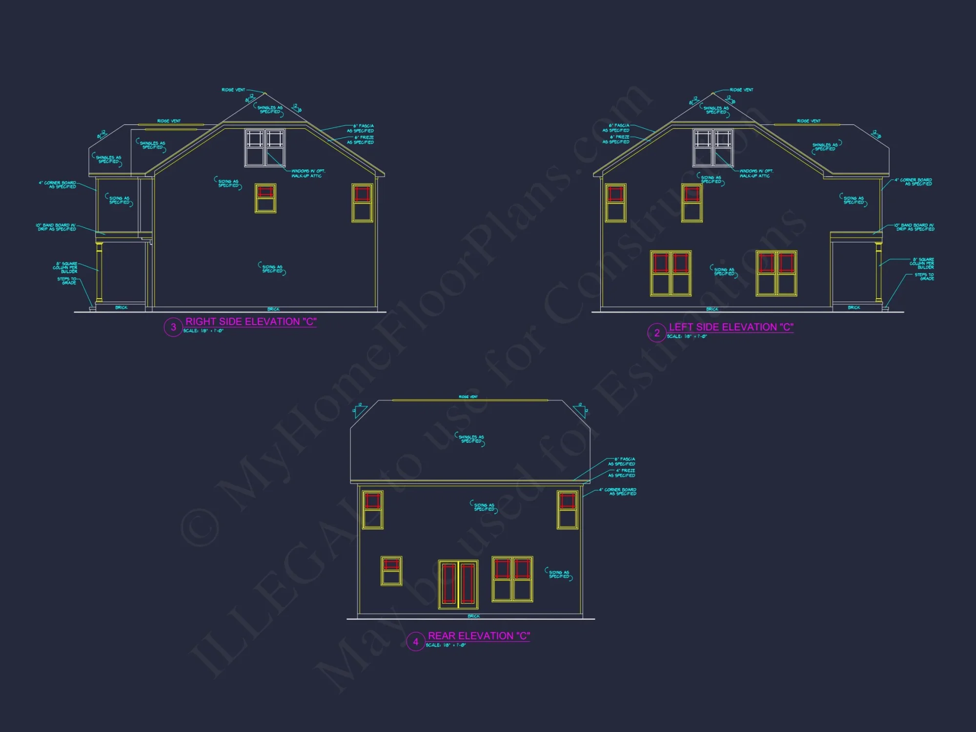 Modern Suburban house Plan with 2 Stories & 3 Bedrooms