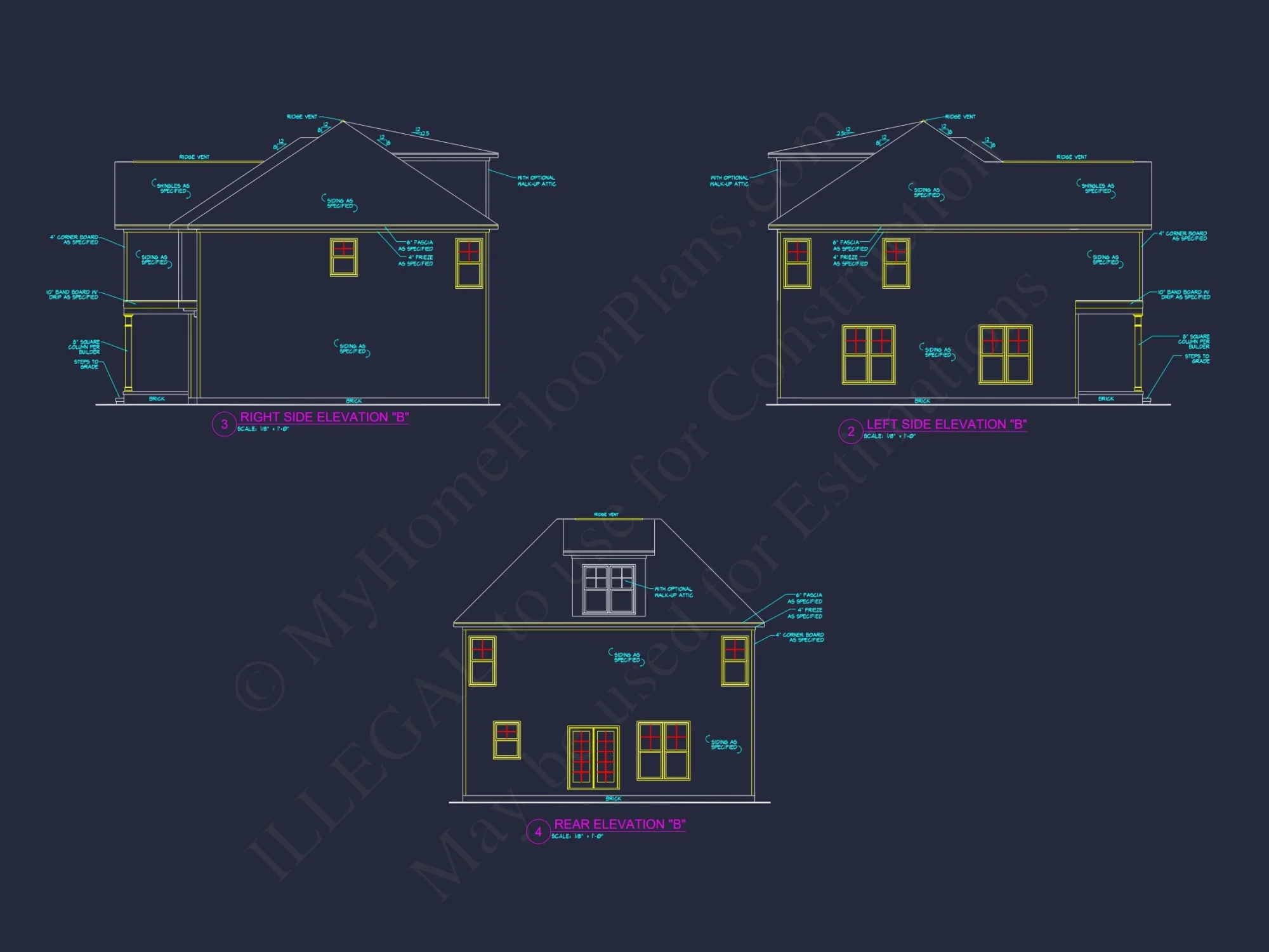 Modern Suburban house Plan with 2 Stories & 3 Bedrooms