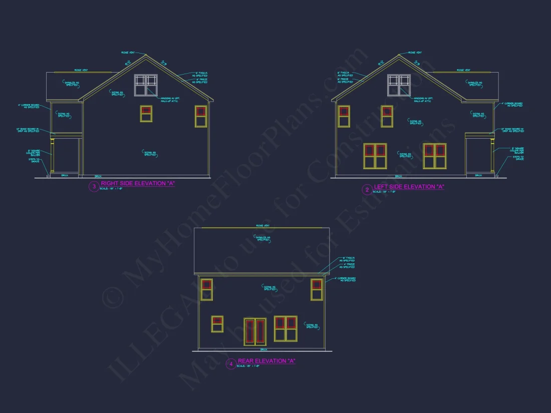 Modern Suburban house Plan with 2 Stories & 3 Bedrooms