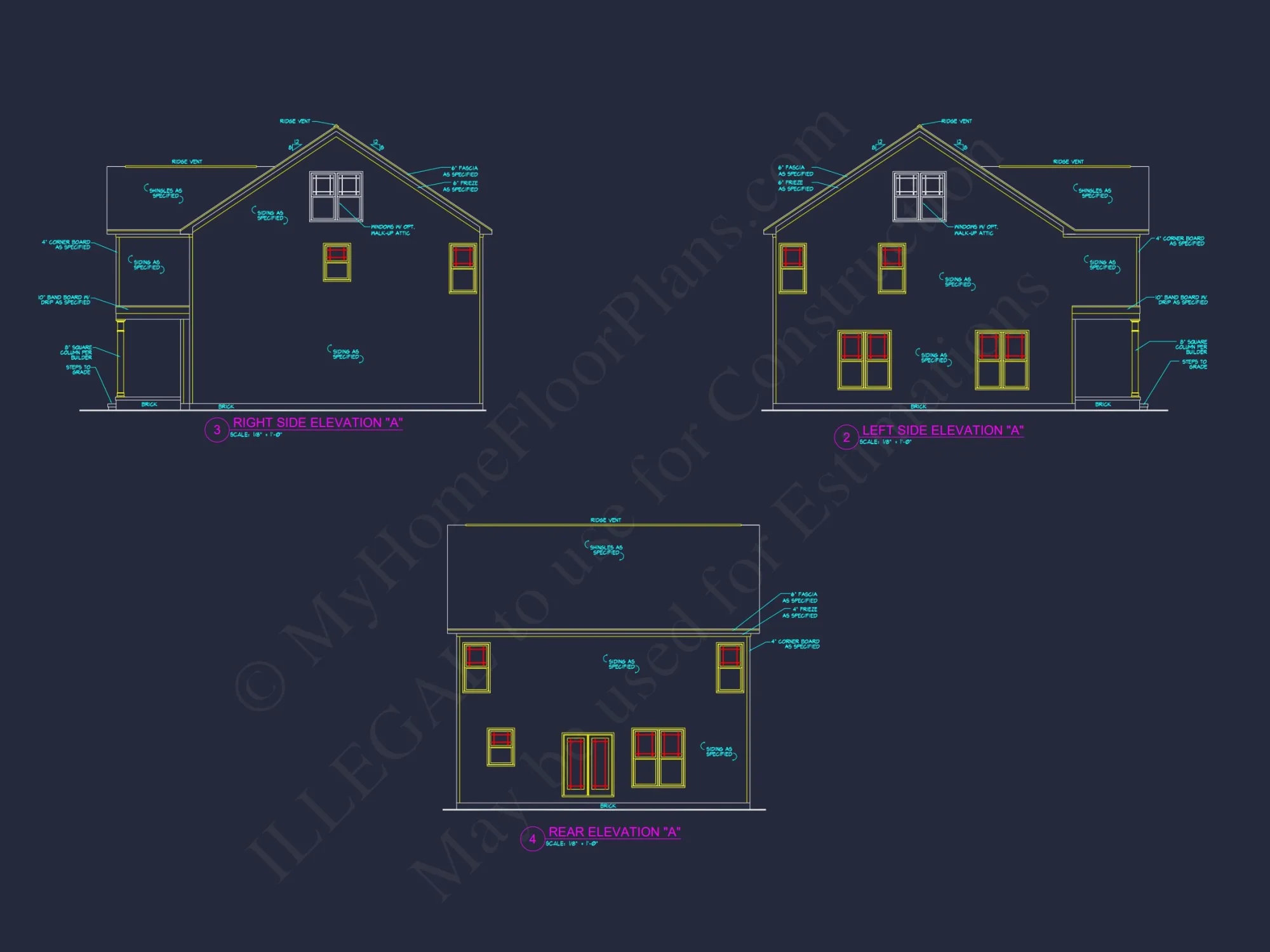 Modern Suburban house Plan with 2 Stories & 3 Bedrooms