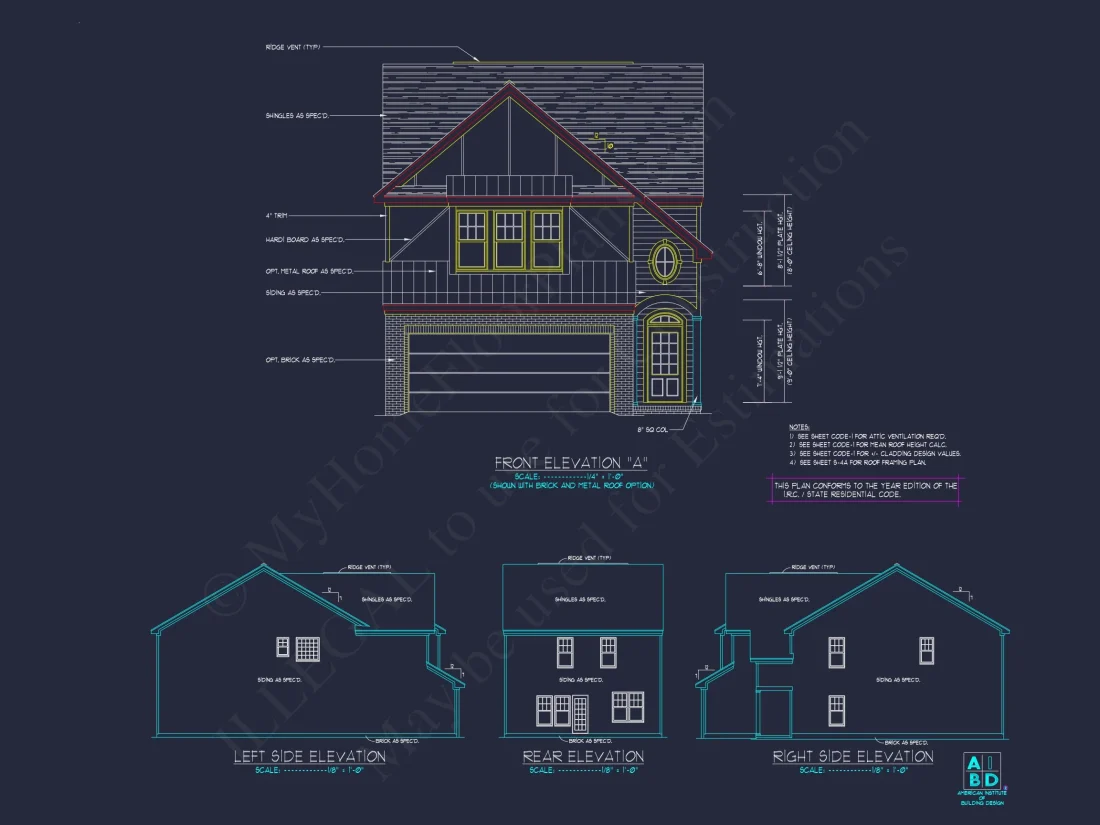 Craftsman house Plan with Detailed Blueprint and CAD Designs