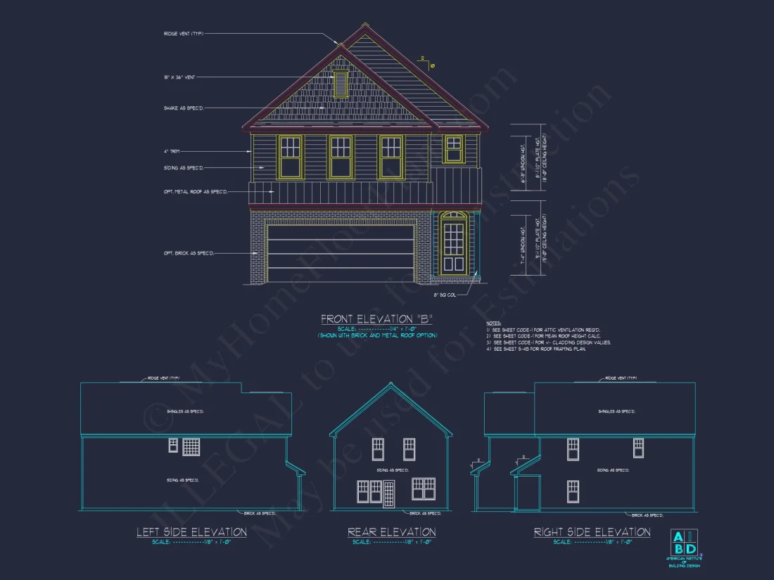 Craftsman house Plan with Detailed Blueprint and CAD Designs