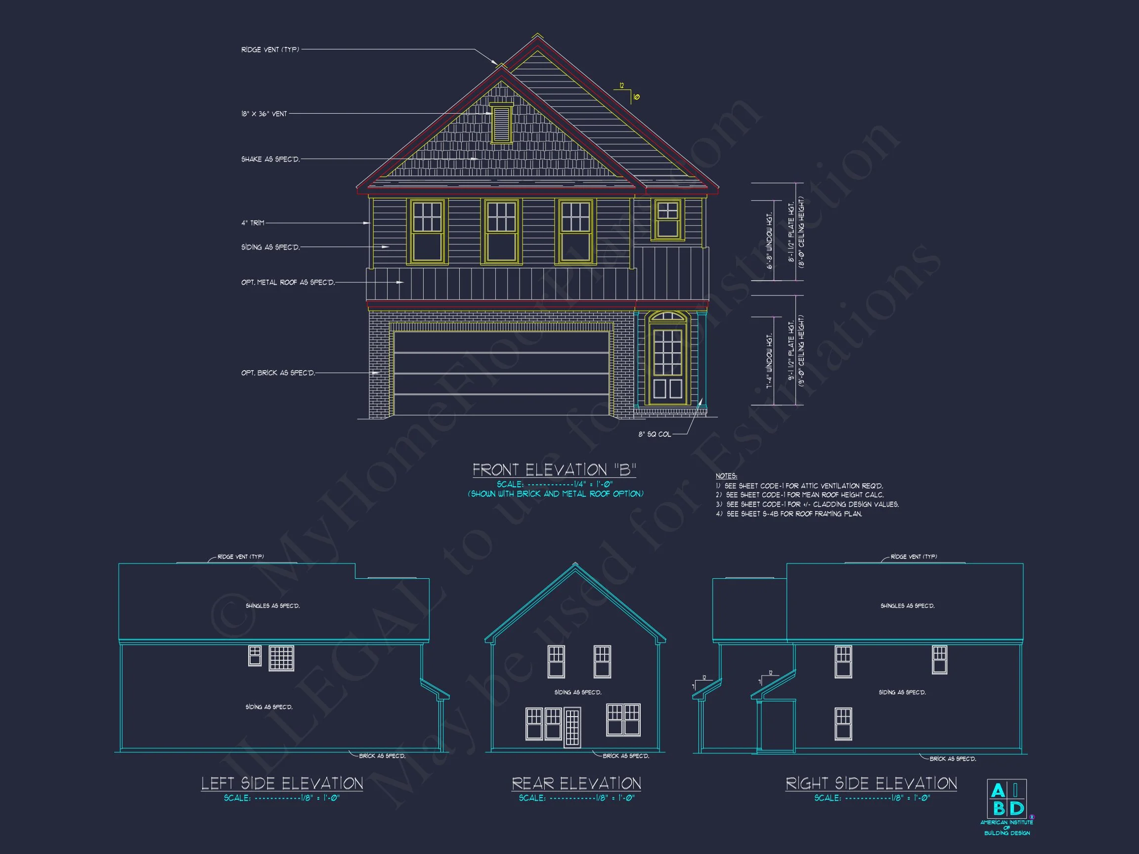 Craftsman house Plan with Detailed Blueprint and CAD Designs