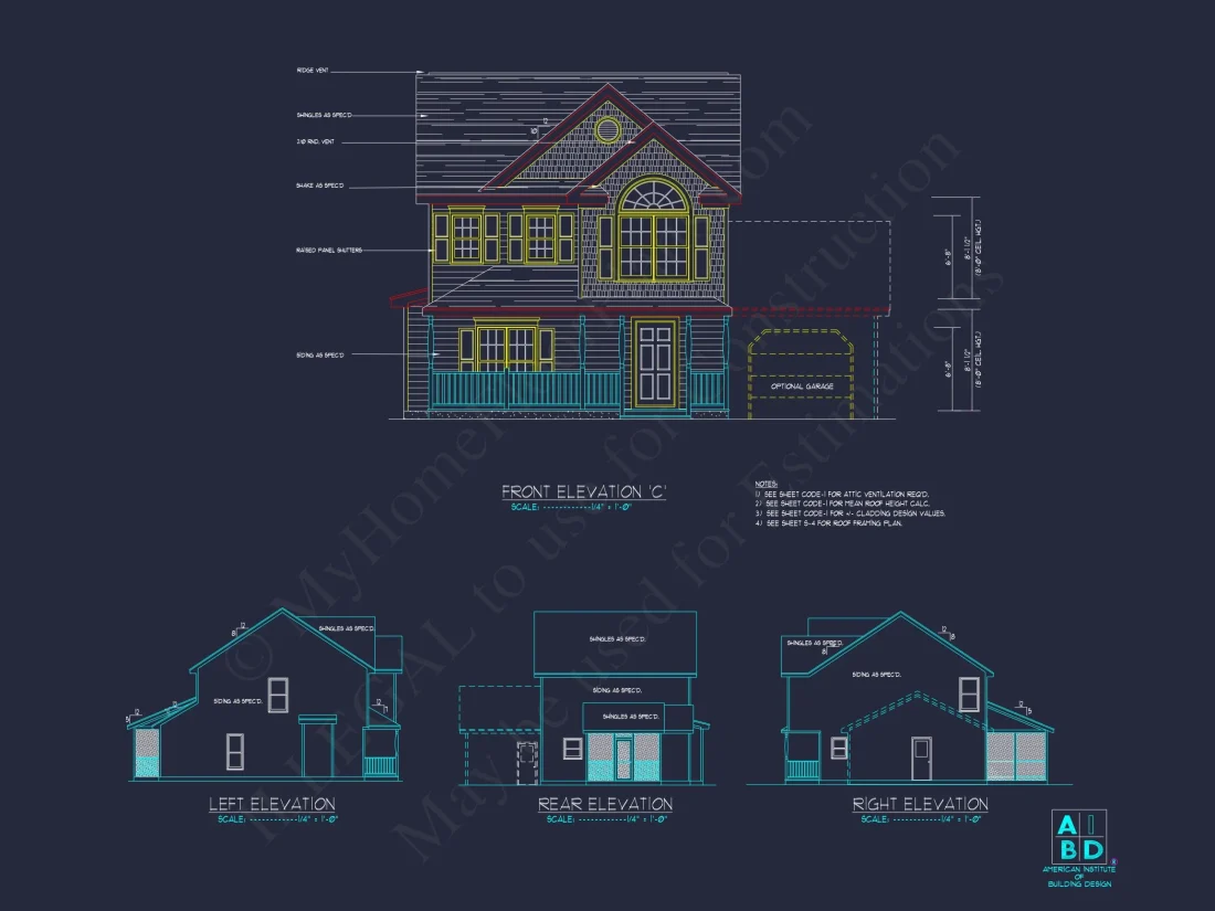 Modern Traditional house Plan with 2-Story CAD Designs