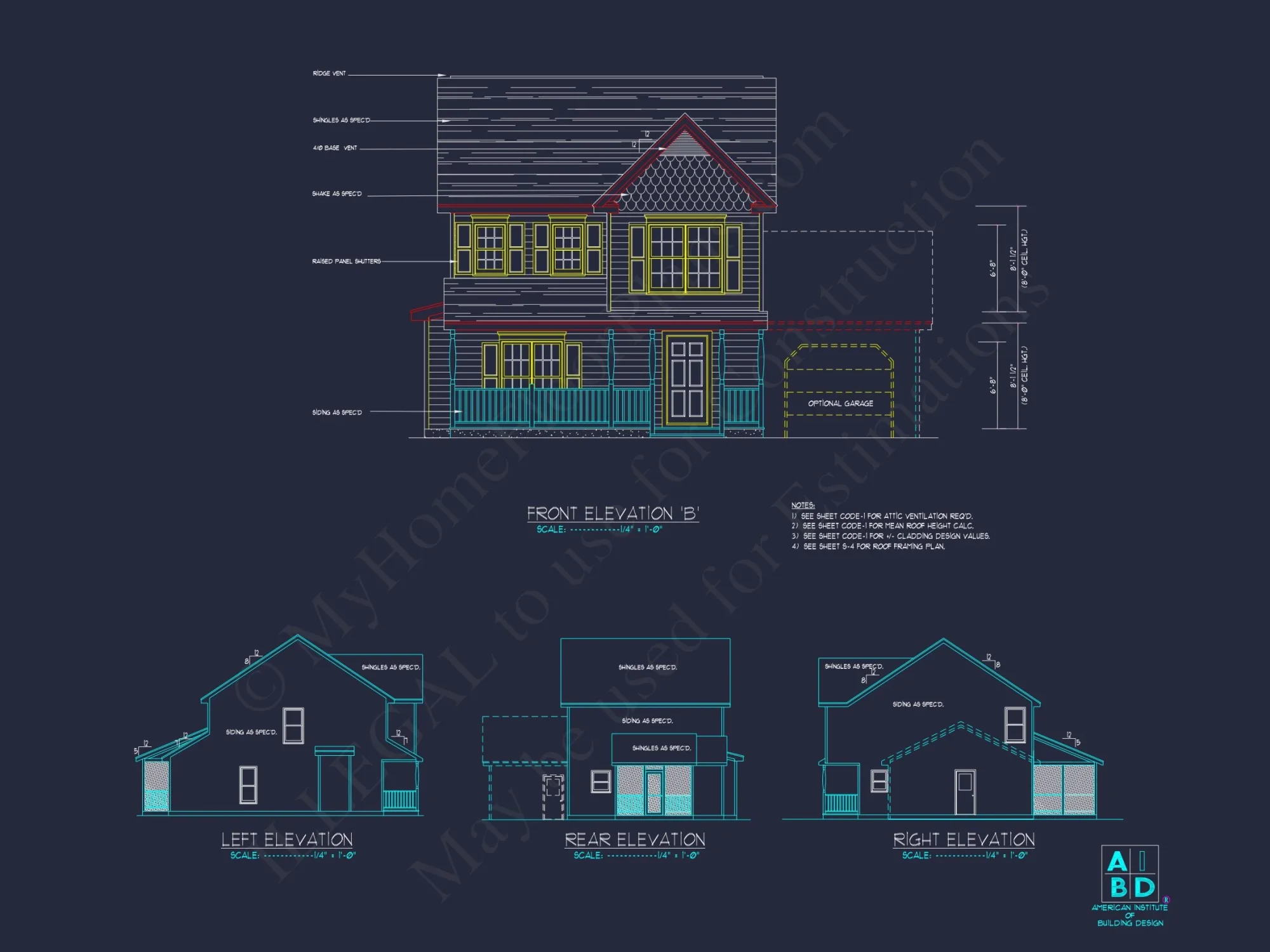 Modern Traditional house Plan with 2-Story CAD Designs