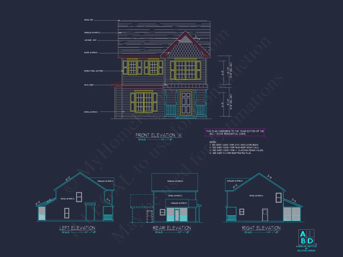 Modern Traditional house Plan with 2-Story CAD Designs