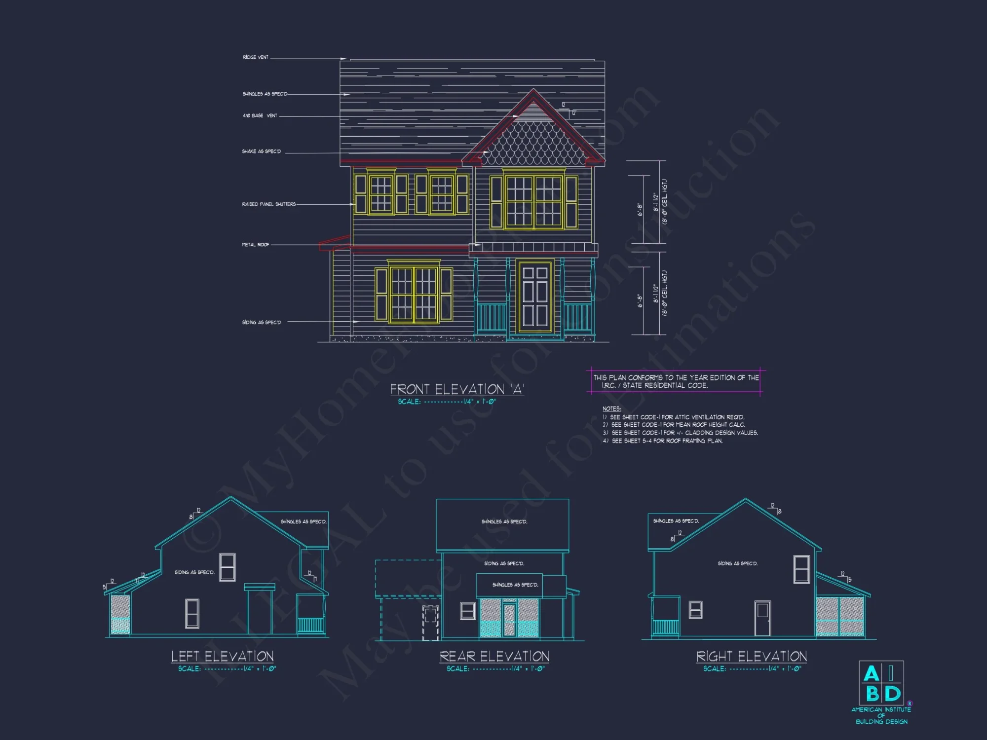 Modern Traditional house Plan with 2-Story CAD Designs