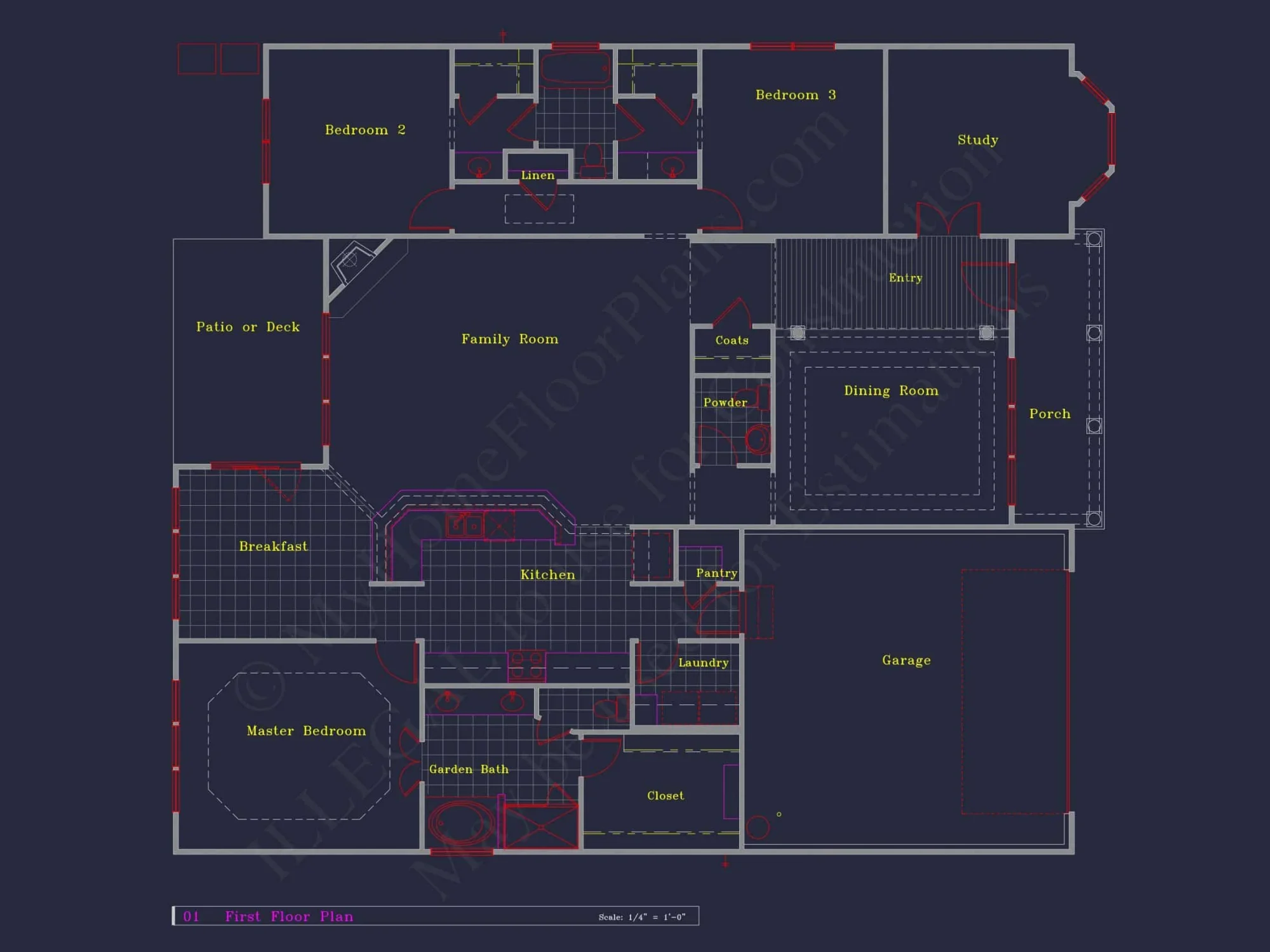 Classic Suburban house Plan: Detailed Floor Blueprint & CAD Design