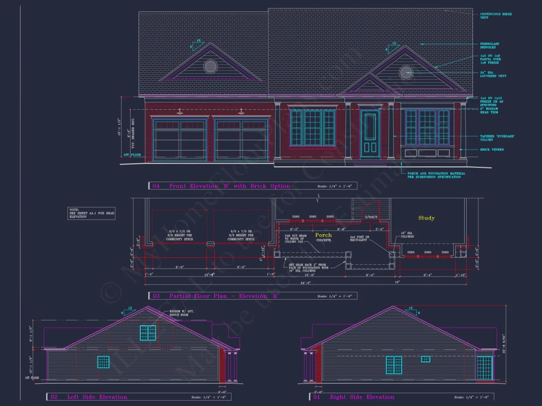 Classic Suburban house Plan: Detailed Floor Blueprint & CAD Design