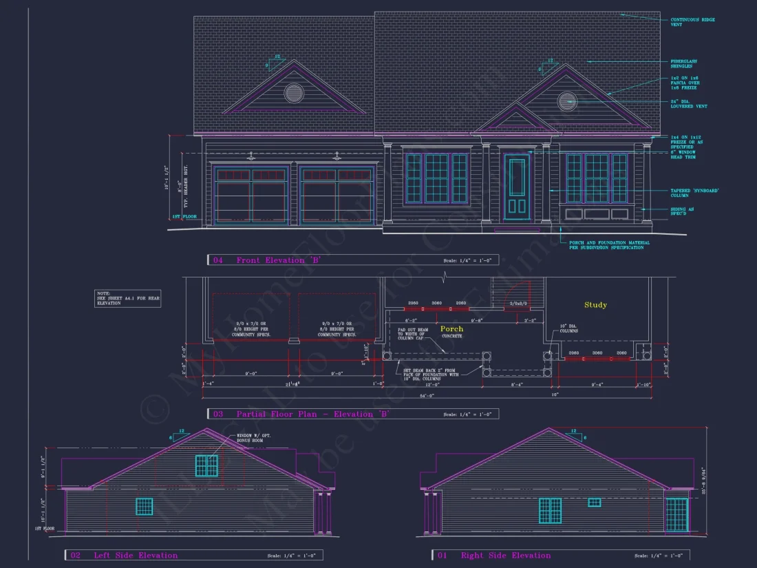 Classic Suburban house Plan: Detailed Floor Blueprint & CAD Design