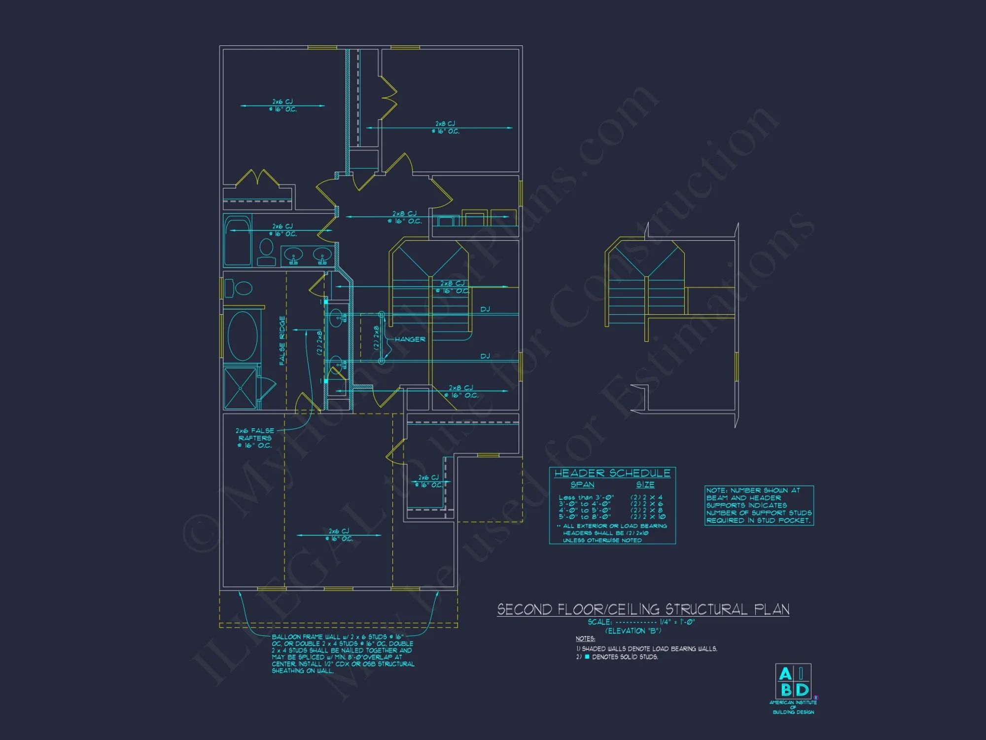 Craftsman house Plan with 2 Floors and CAD Blueprint Designs