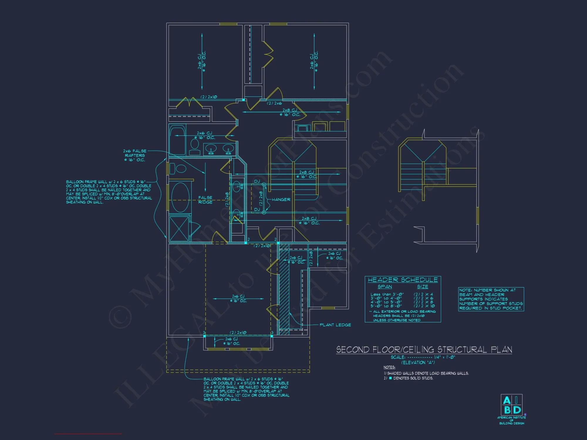 Craftsman house Plan with 2 Floors and CAD Blueprint Designs