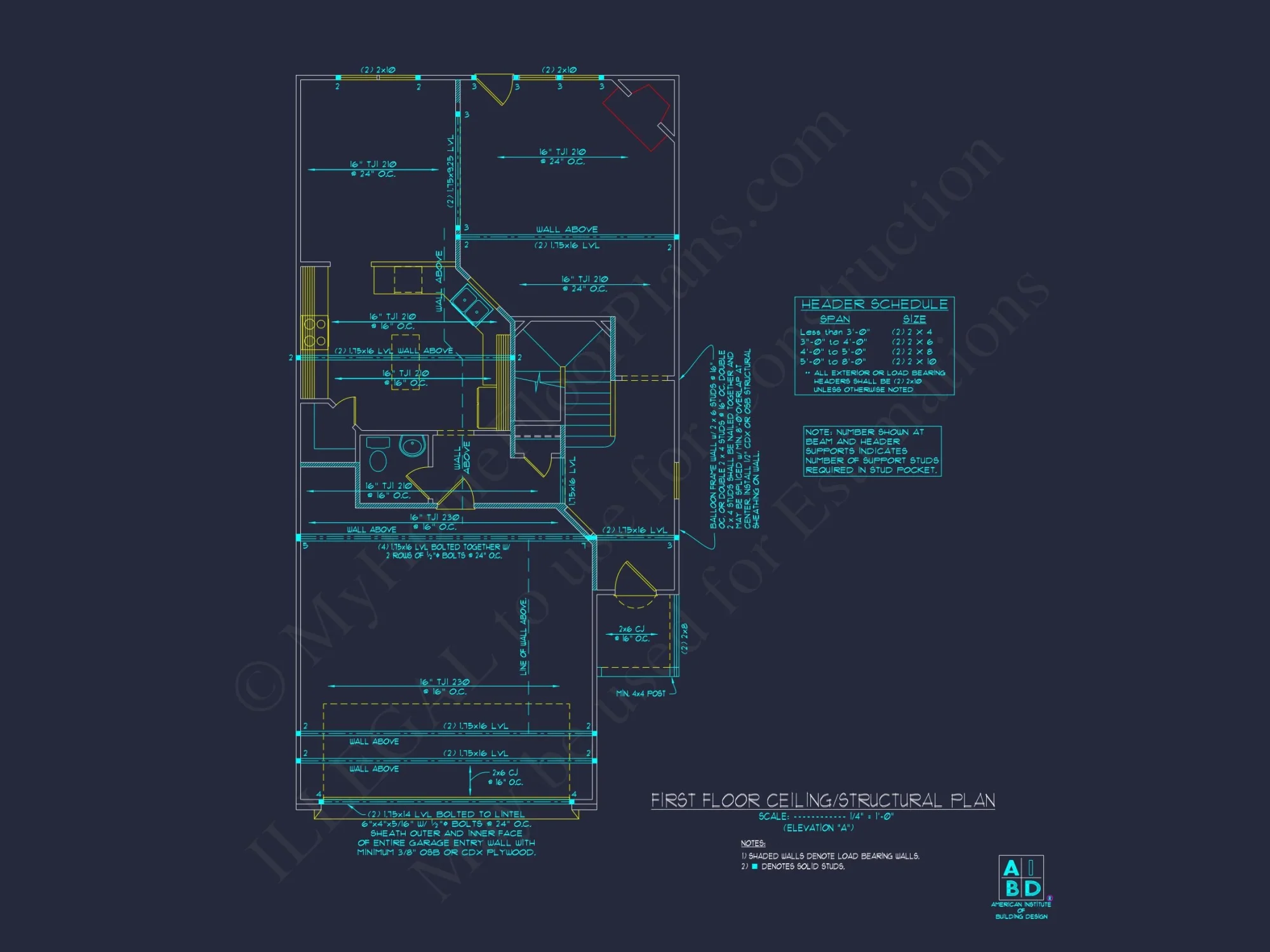 Craftsman house Plan with 2 Floors and CAD Blueprint Designs