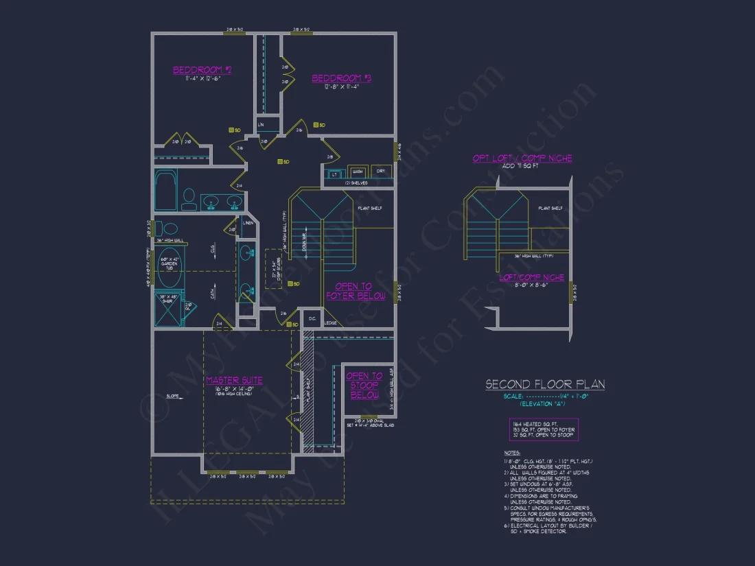 Craftsman house Plan with 2 Floors and CAD Blueprint Designs