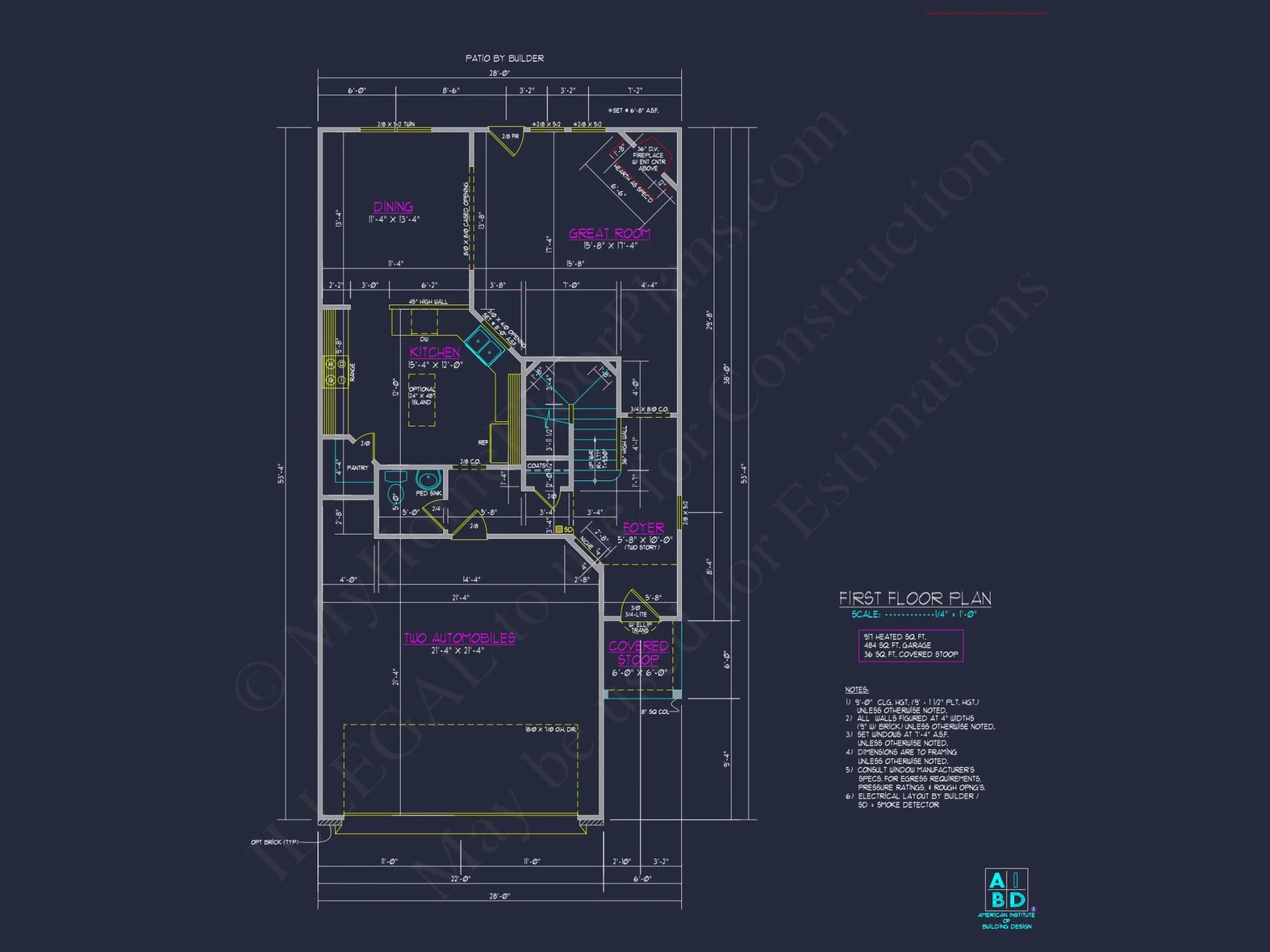 Craftsman house Plan with 2 Floors and CAD Blueprint Designs