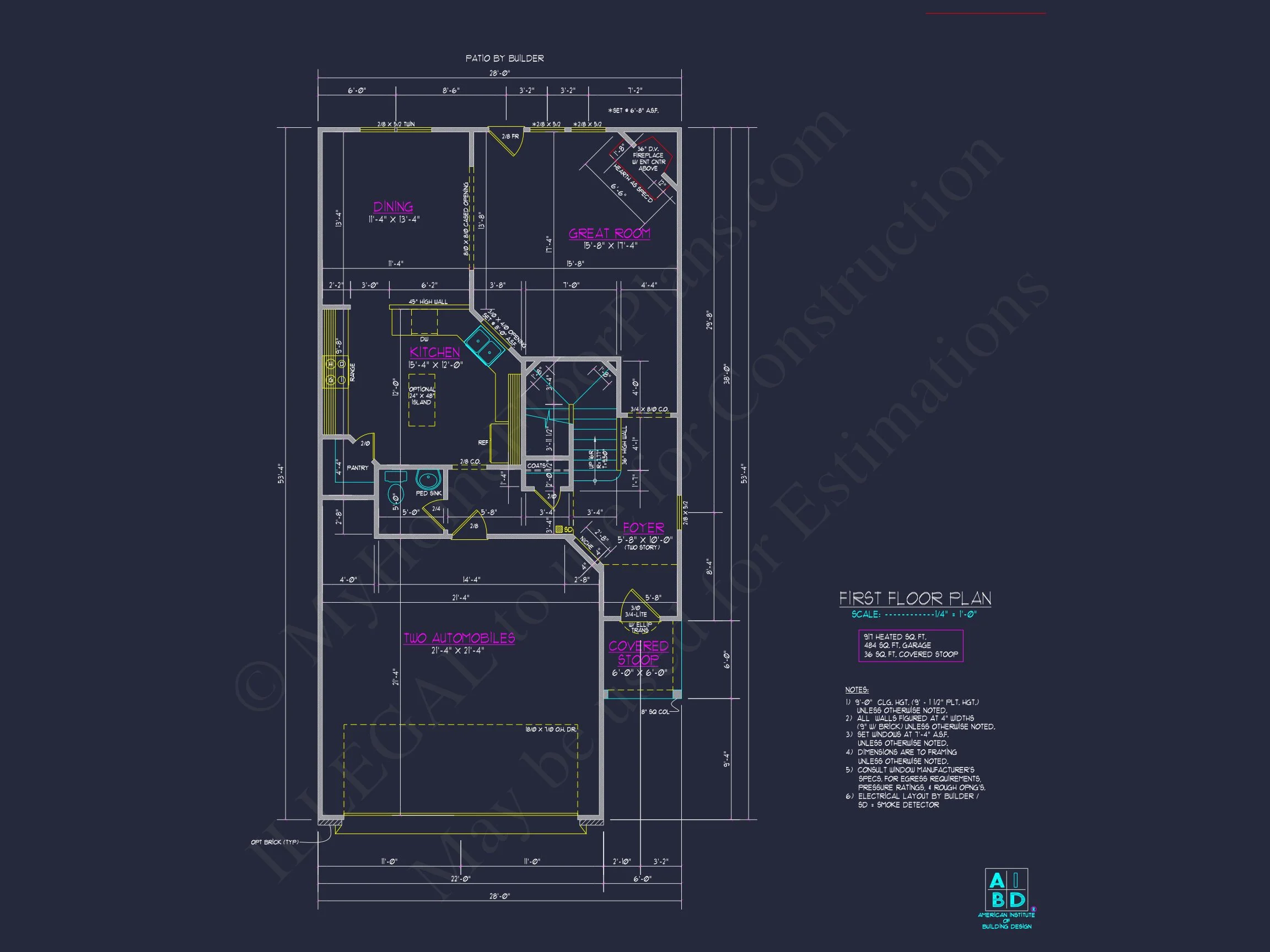 Craftsman house Plan with 2 Floors and CAD Blueprint Designs