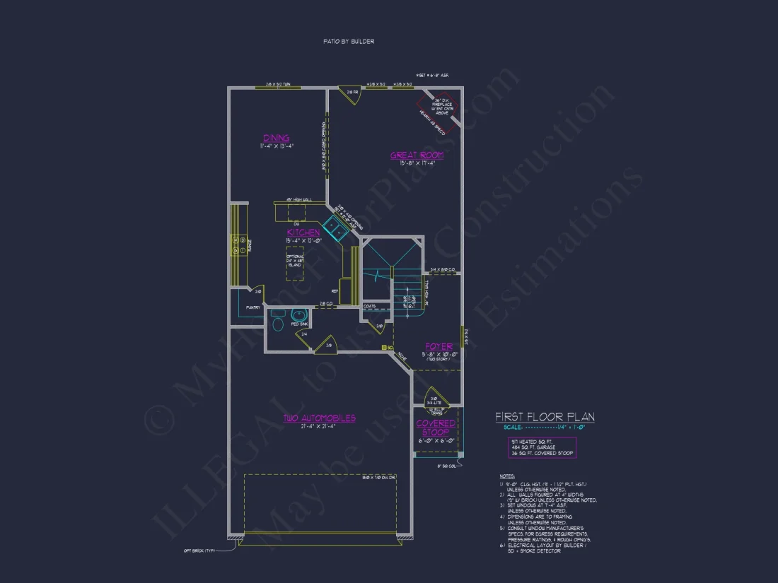 Craftsman house Plan with 2 Floors and CAD Blueprint Designs
