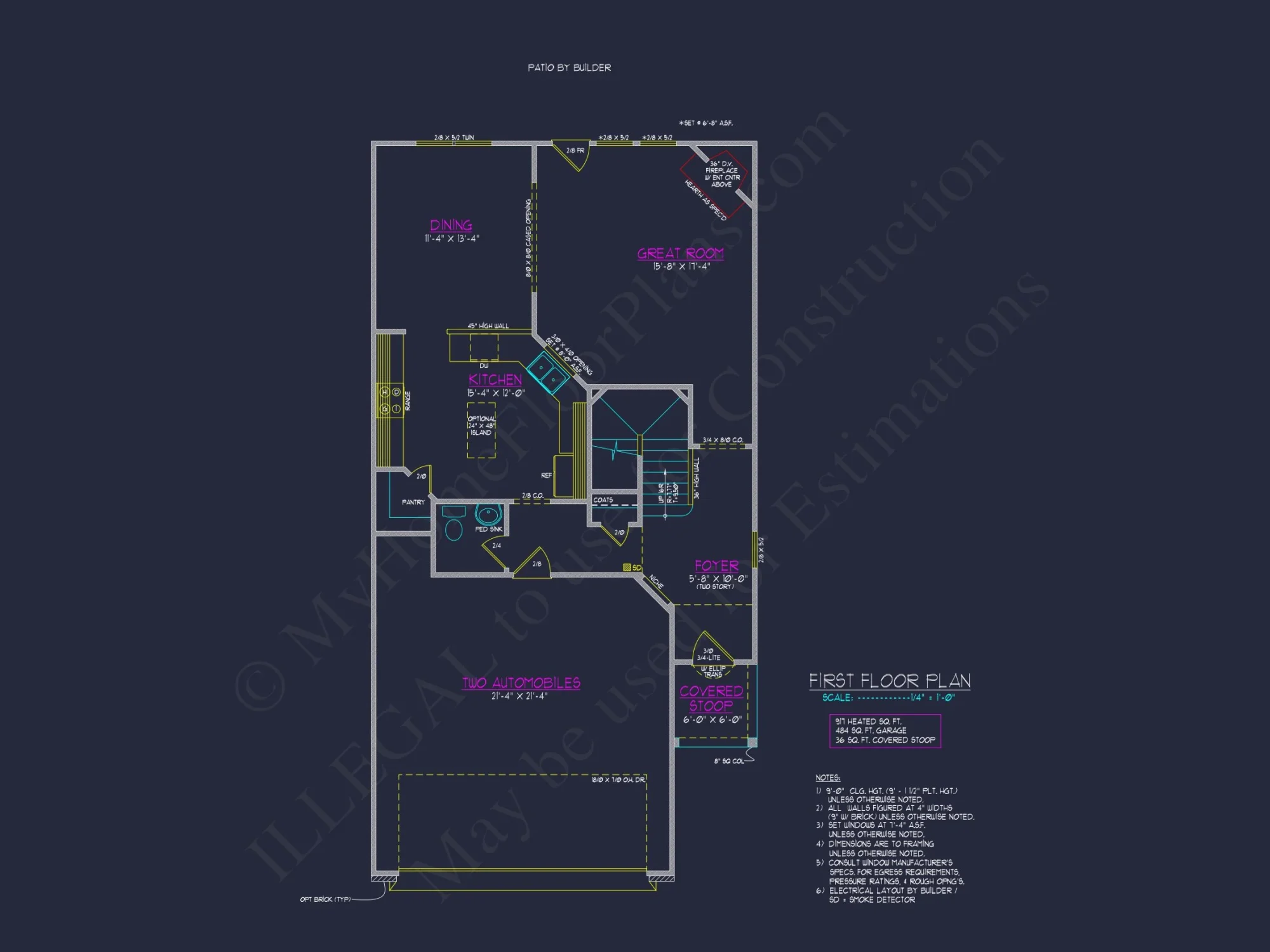 Craftsman house Plan with 2 Floors and CAD Blueprint Designs