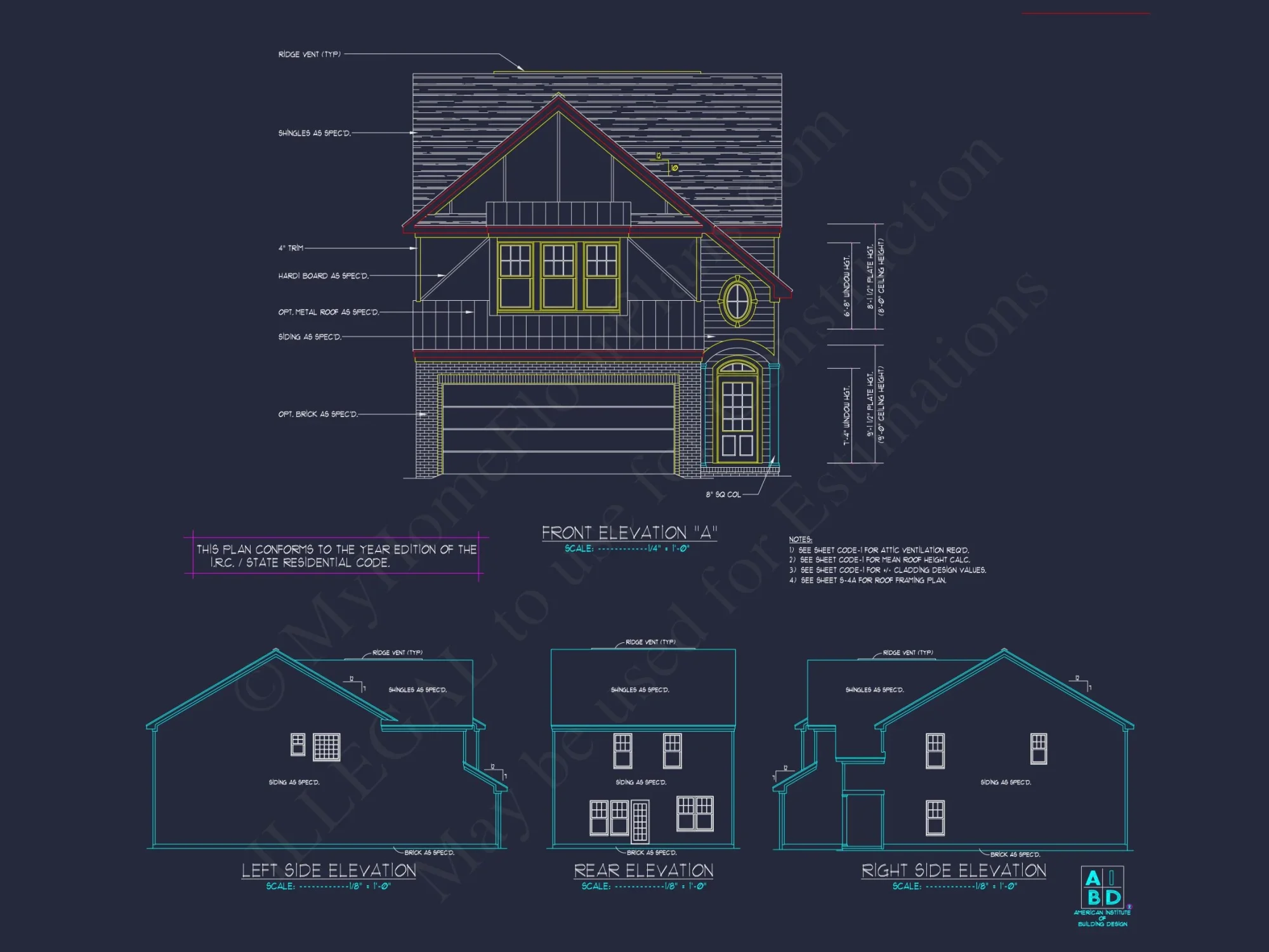 Craftsman house Plan with 2 Floors and CAD Blueprint Designs
