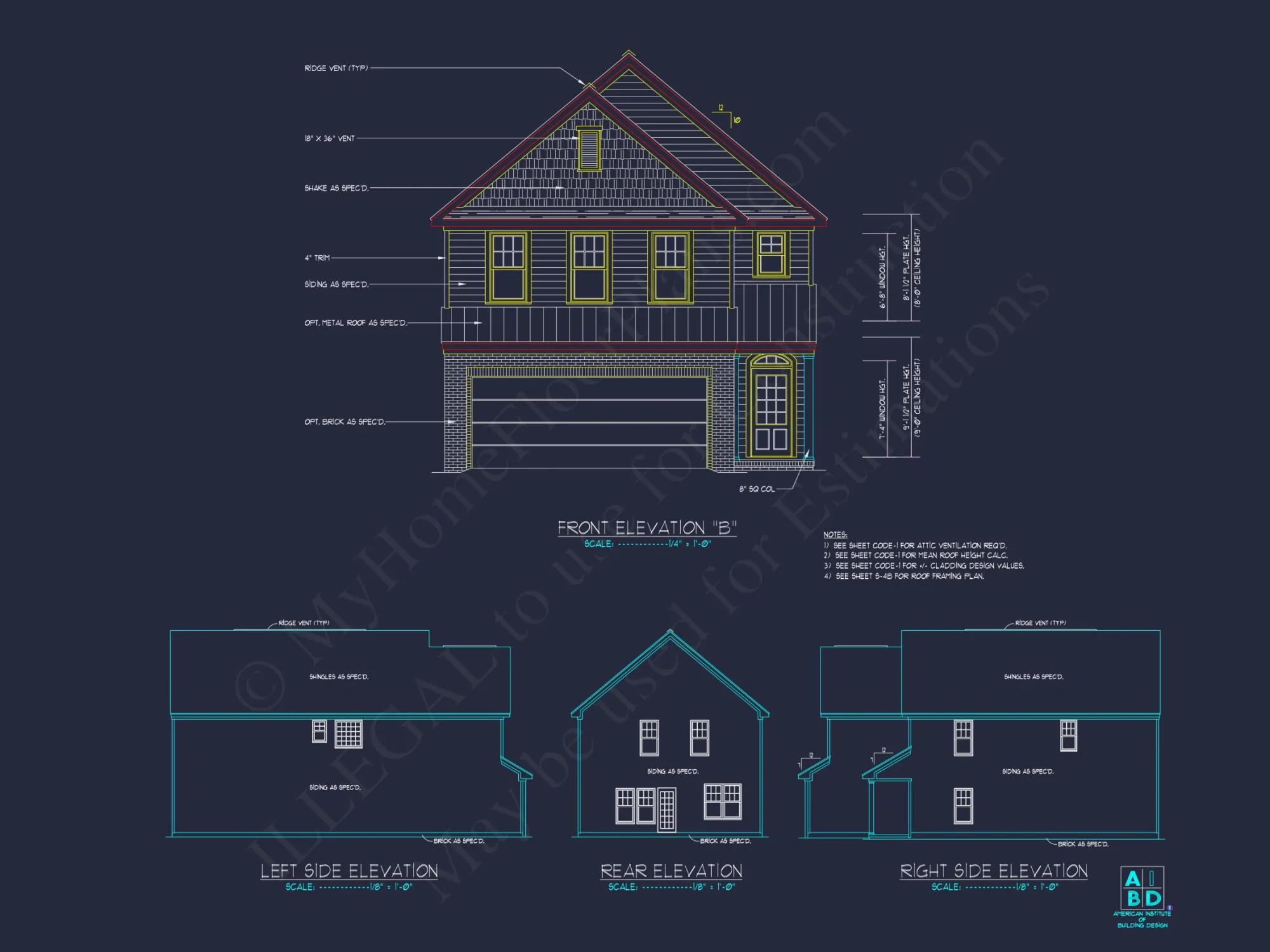 Craftsman house Plan with 2 Floors and CAD Blueprint Designs
