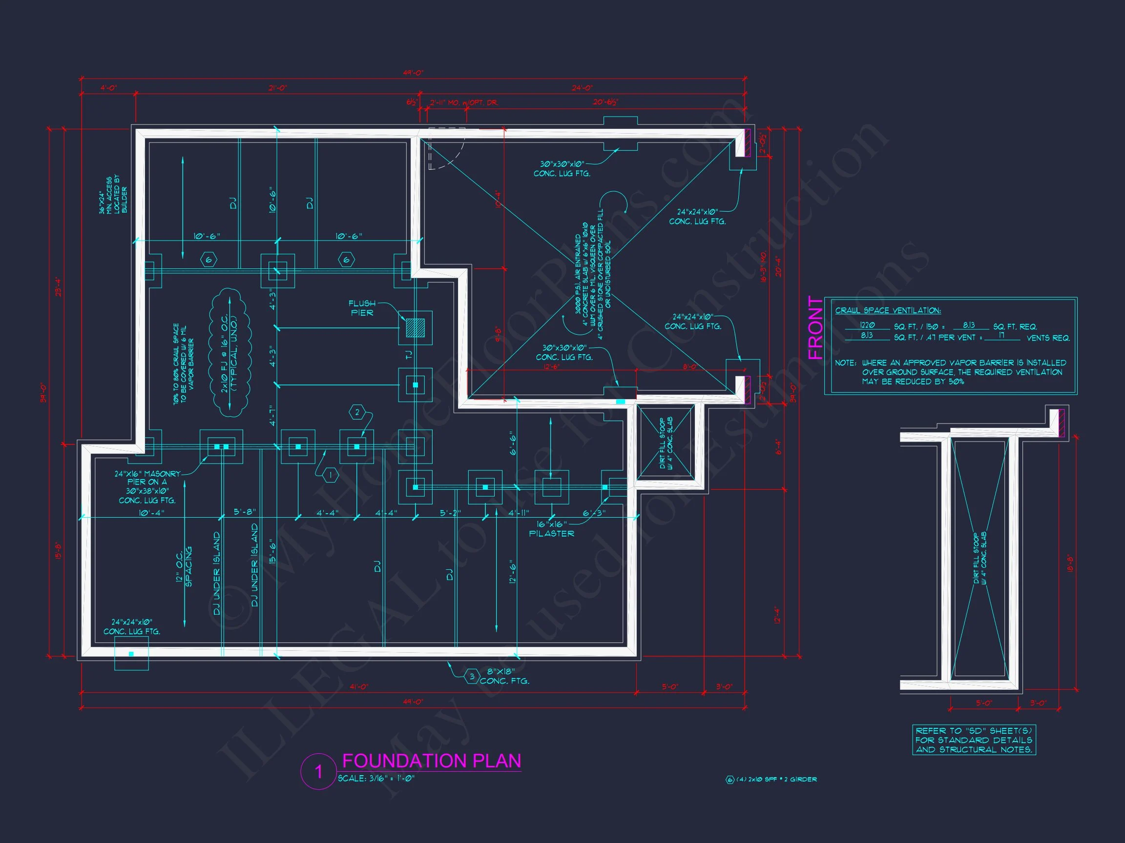 Elegant house Plan with 2-Story CAD Floor Designs and Blueprint