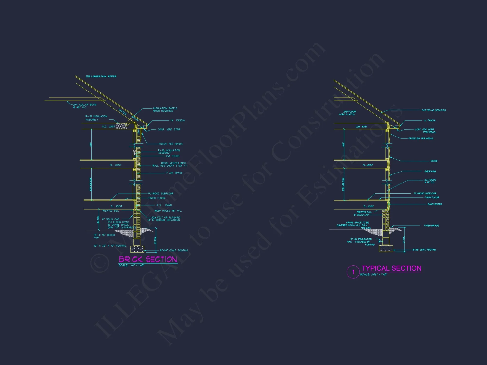 Elegant house Plan with 2-Story CAD Floor Designs and Blueprint