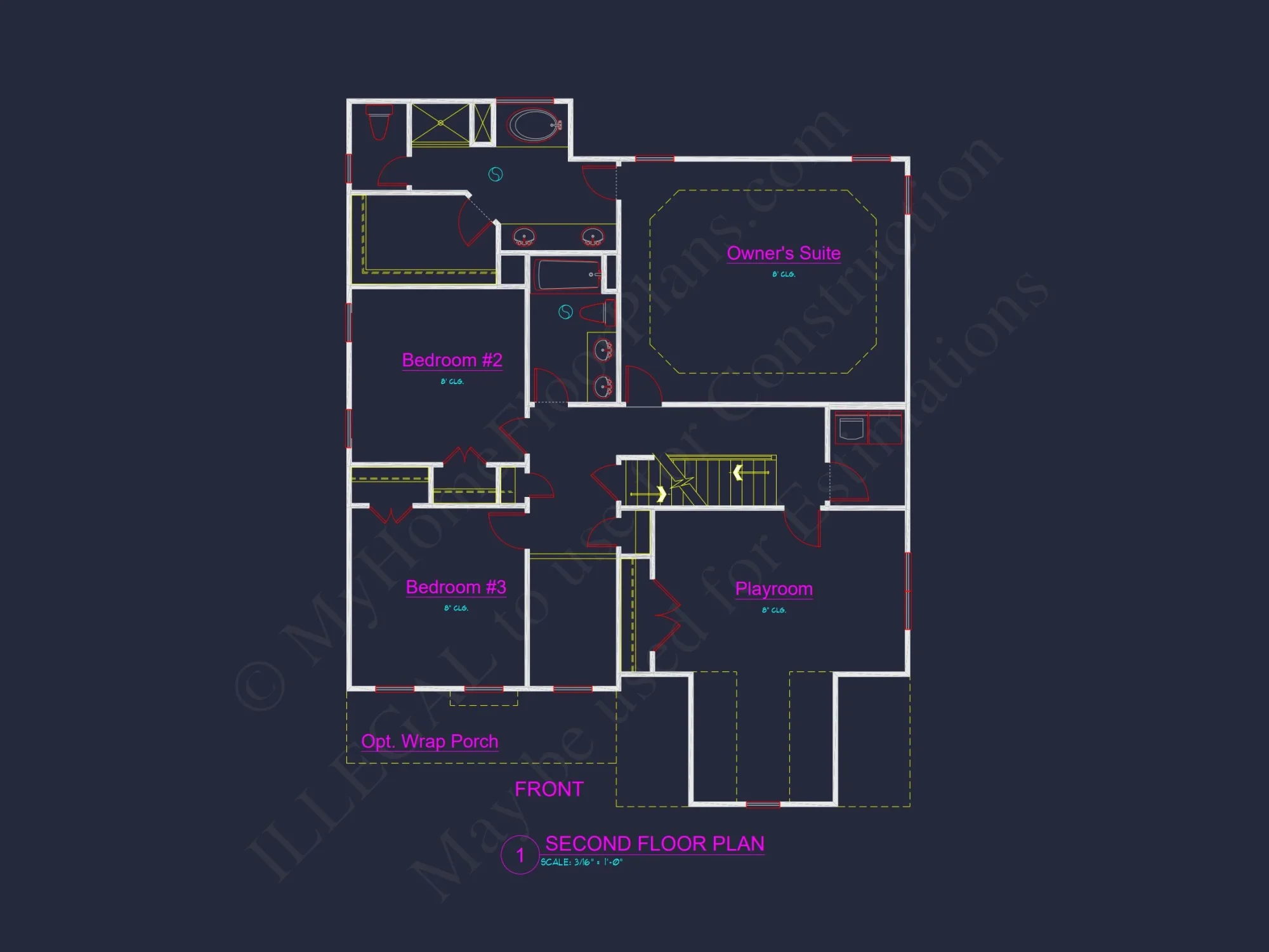 Elegant house Plan with 2-Story CAD Floor Designs and Blueprint