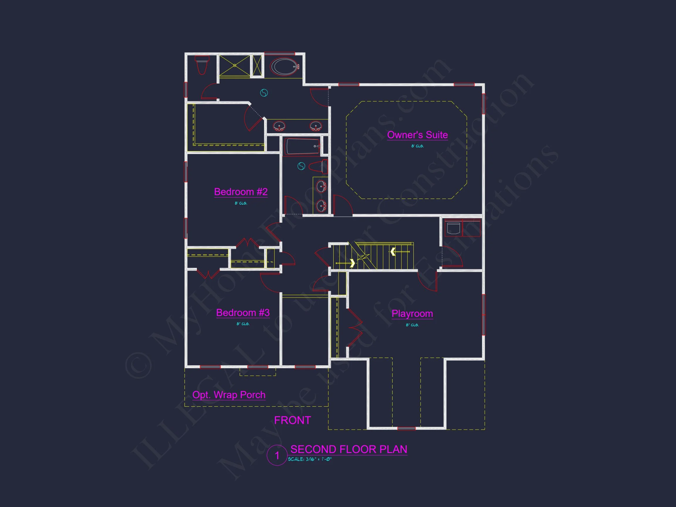 Elegant house Plan with 2-Story CAD Floor Designs and Blueprint