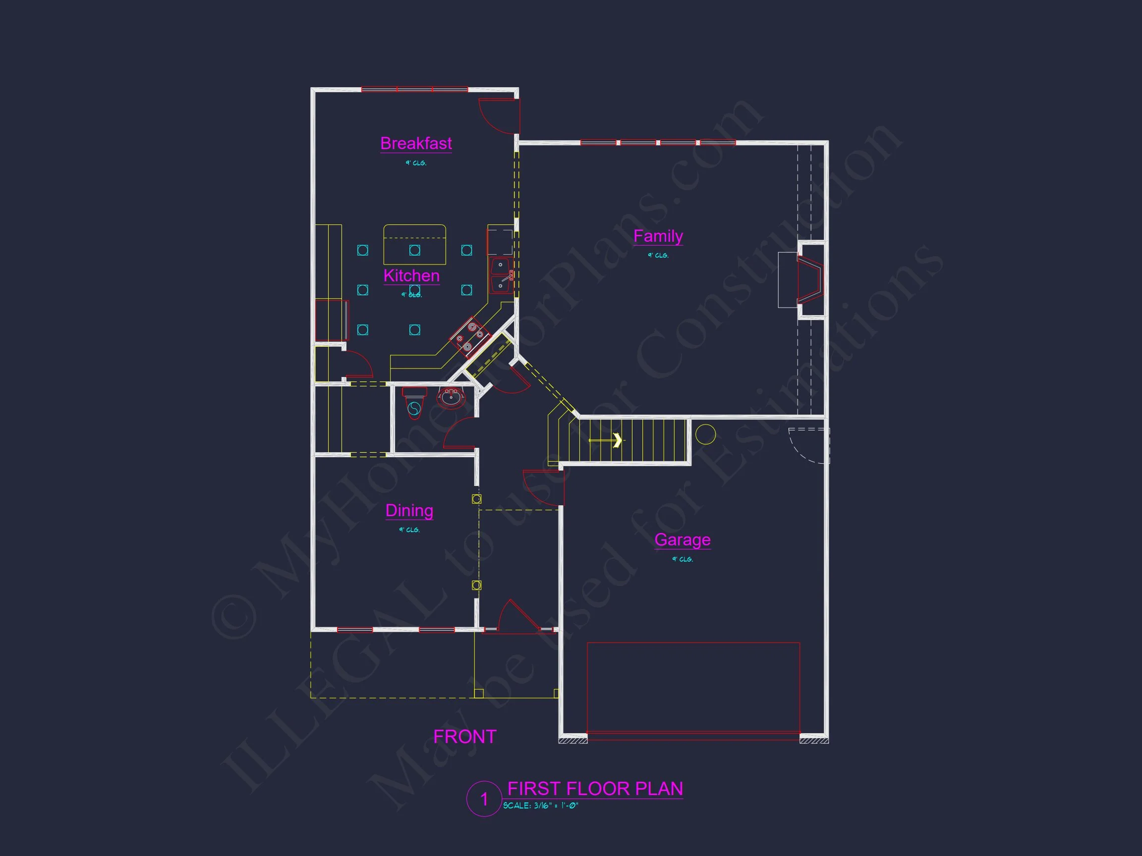 Elegant house Plan with 2-Story CAD Floor Designs and Blueprint