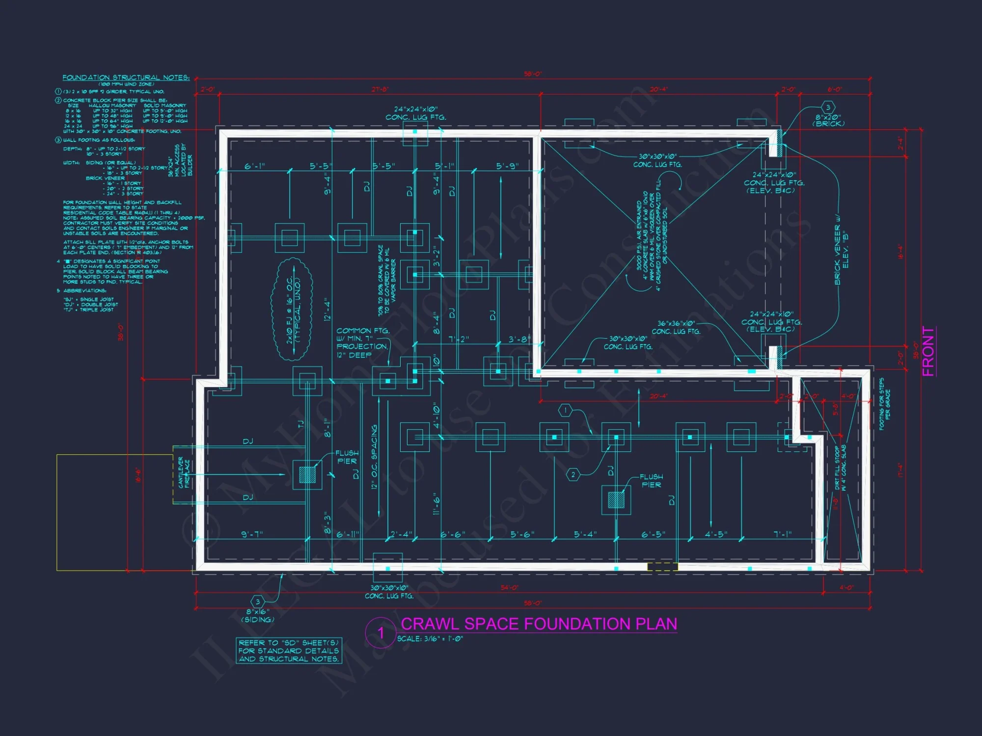 Dream house Plan: 2-Story Blueprint with 4 Beds and 2.5 Baths