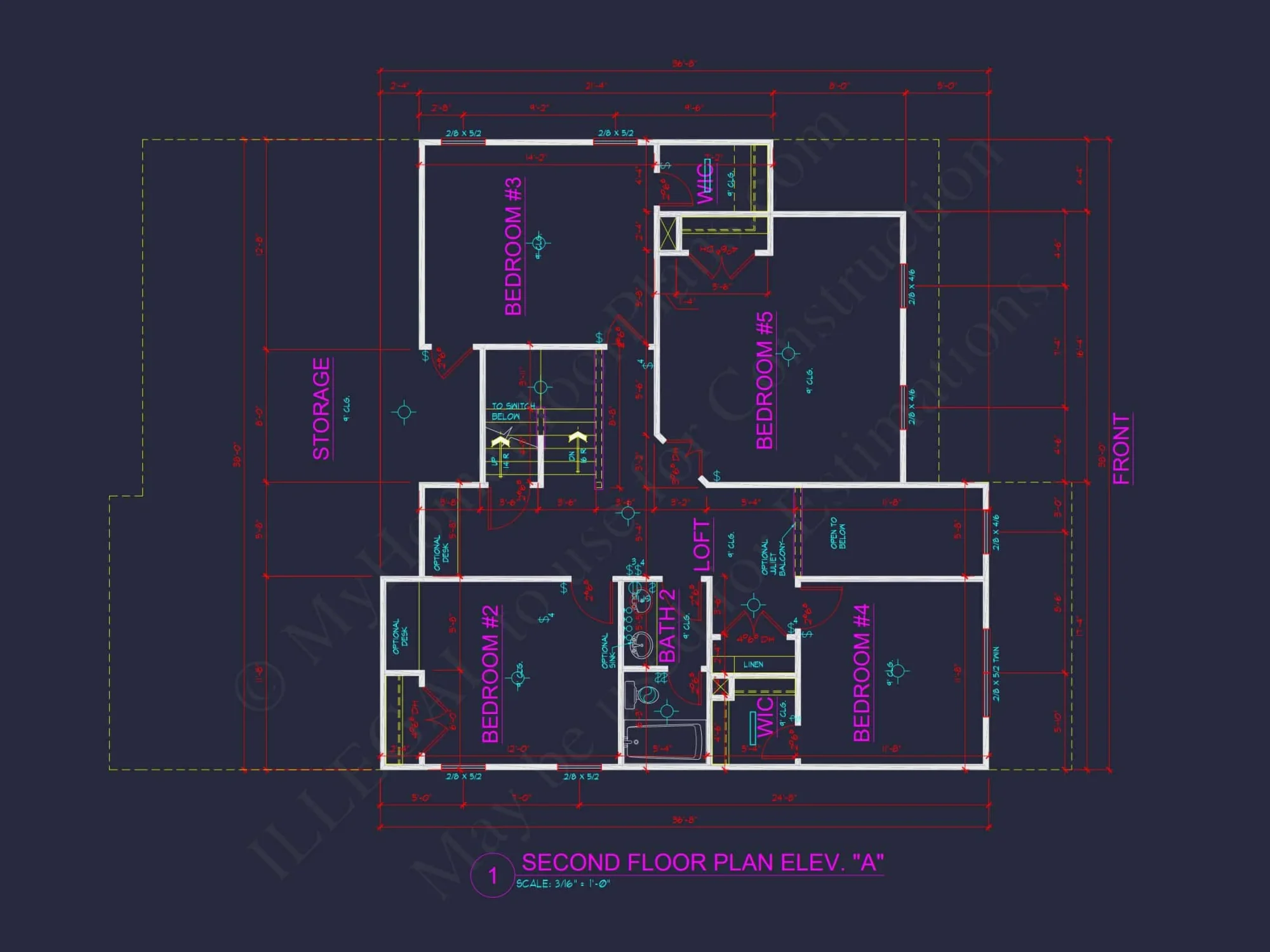 Dream house Plan: 2-Story Blueprint with 4 Beds and 2.5 Baths