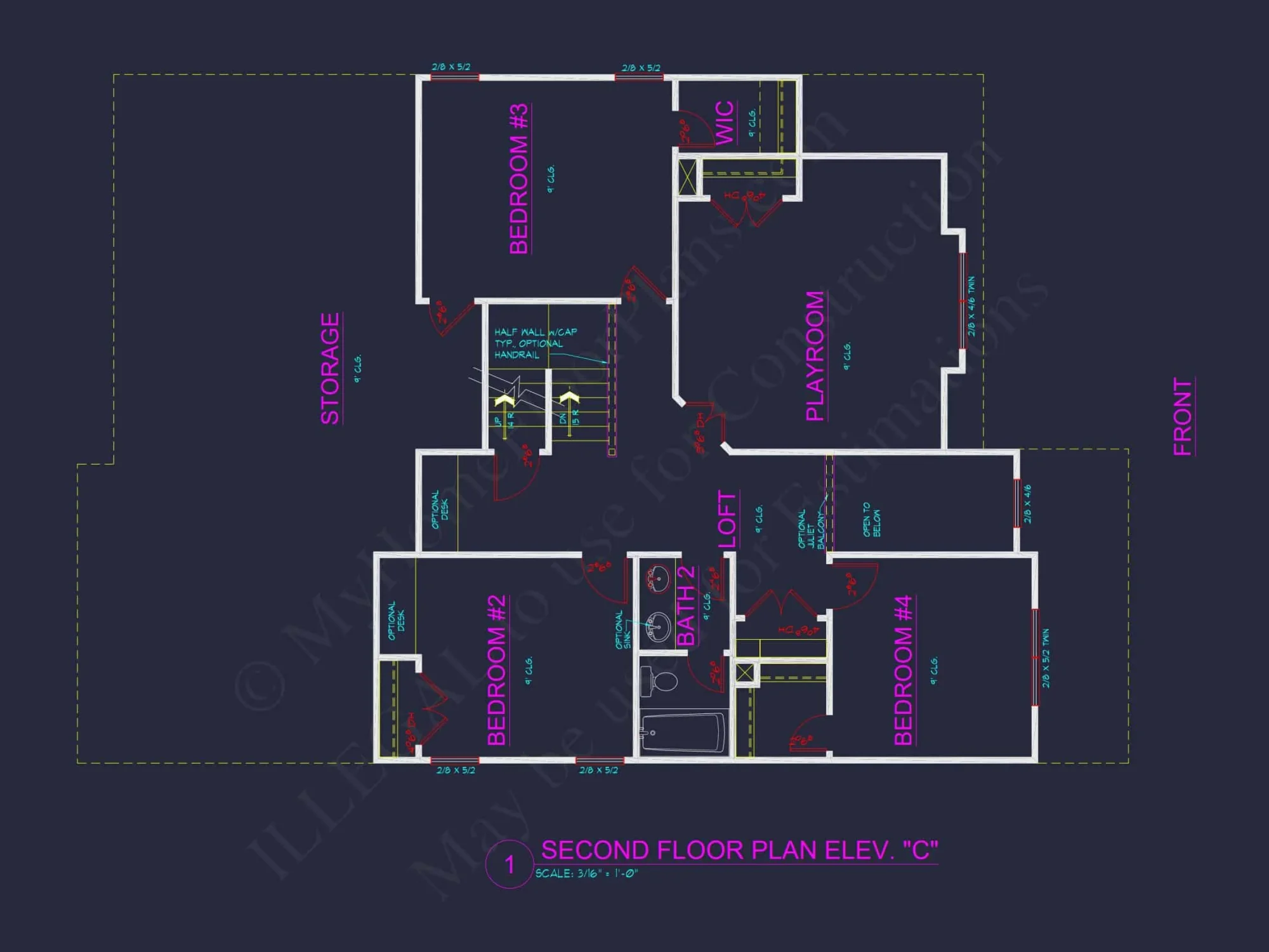 Dream house Plan: 2-Story Blueprint with 4 Beds and 2.5 Baths