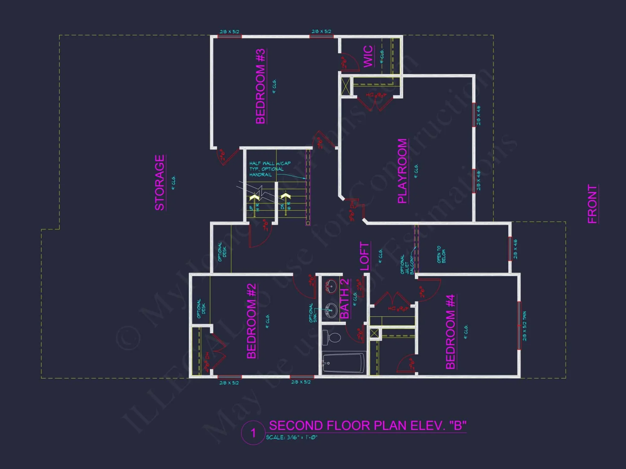 Dream house Plan: 2-Story Blueprint with 4 Beds and 2.5 Baths