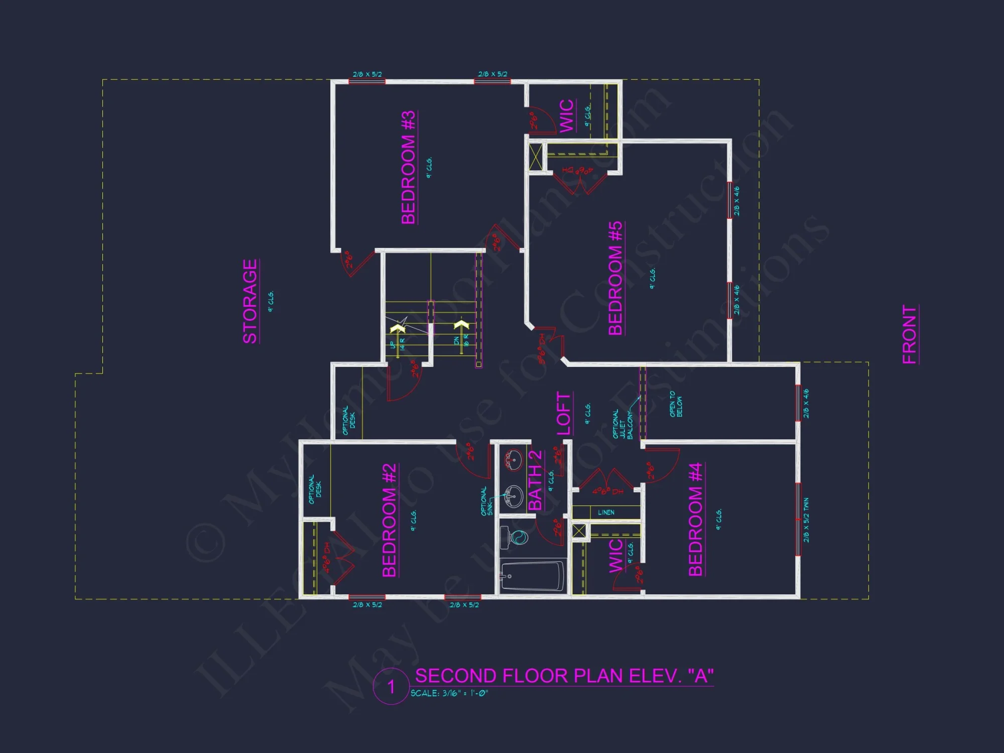 Dream house Plan: 2-Story Blueprint with 4 Beds and 2.5 Baths