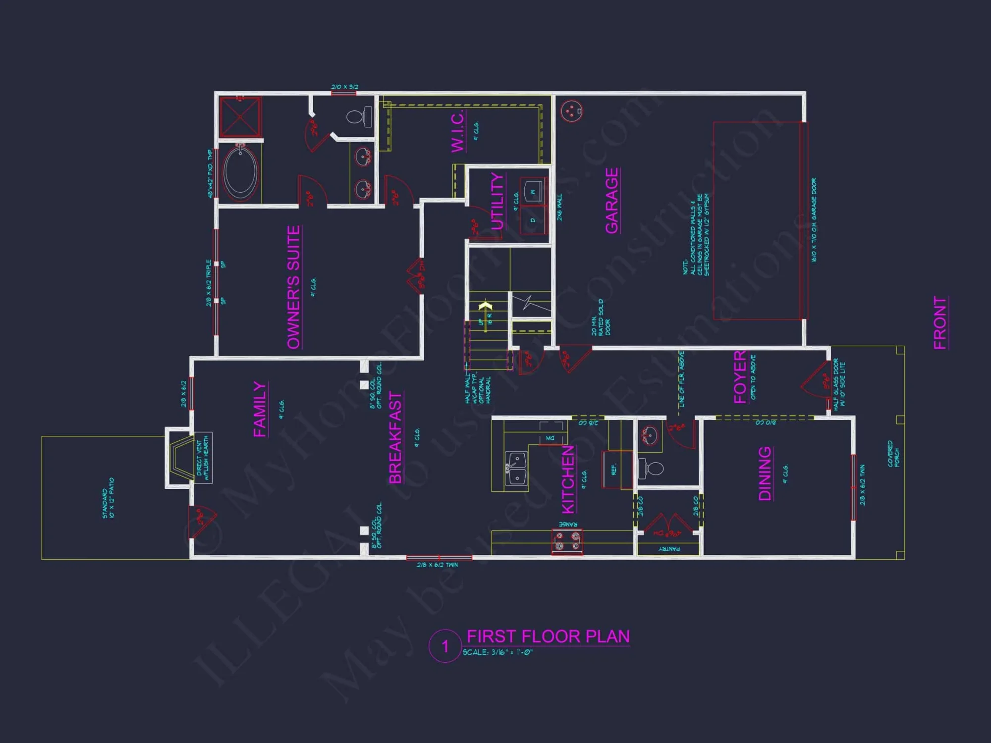 Dream house Plan: 2-Story Blueprint with 4 Beds and 2.5 Baths