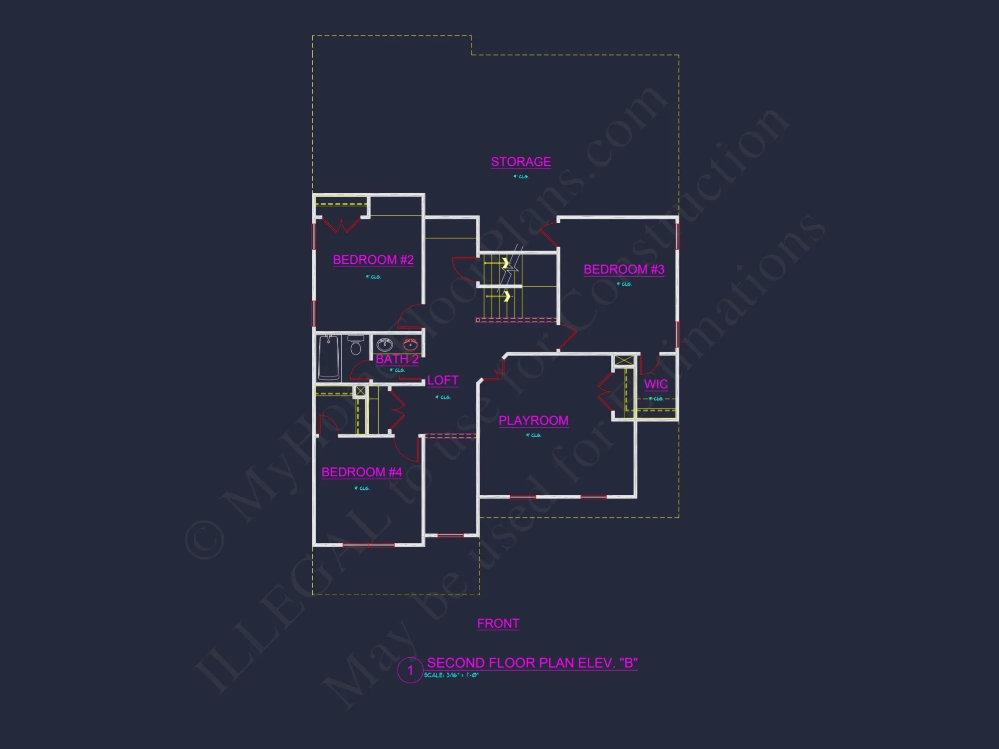 Dream house Plan: 2-Story Blueprint with 4 Beds and 2.5 Baths