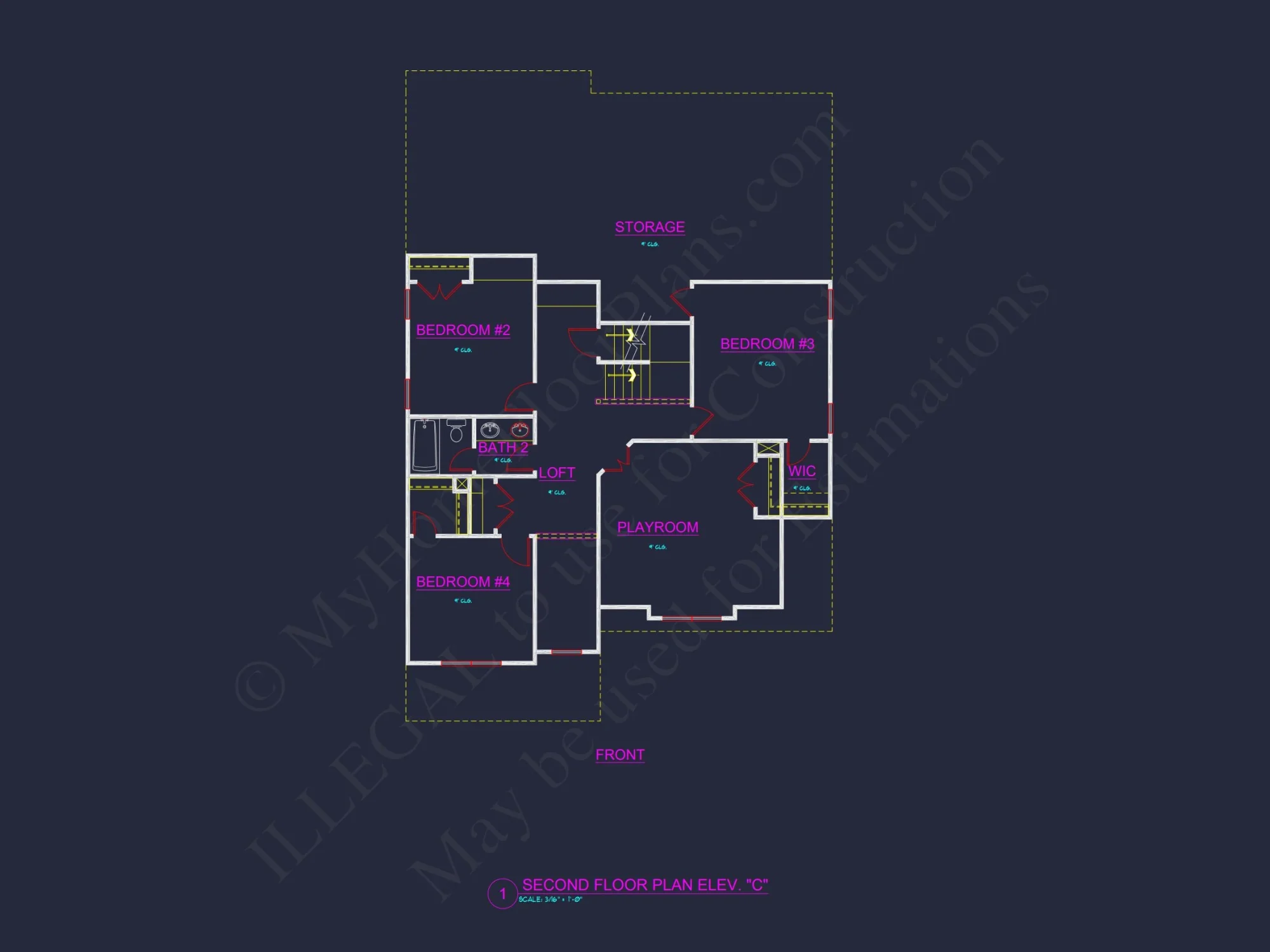 Dream house Plan: 2-Story Blueprint with 4 Beds and 2.5 Baths