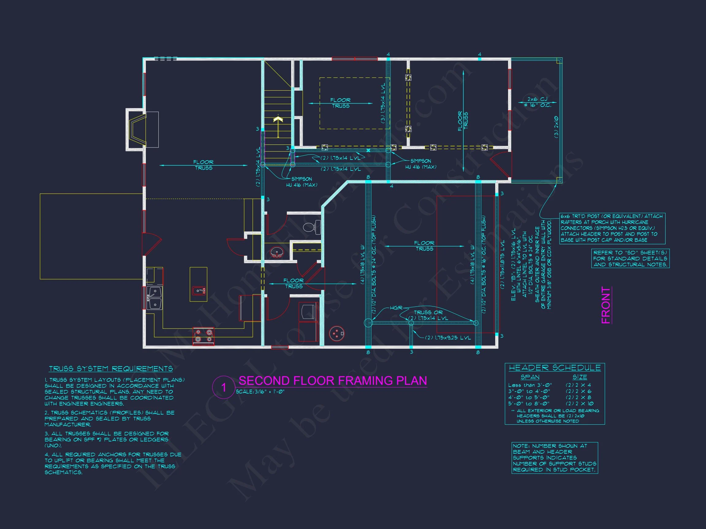 Two-Story house Plan with 4 Bedrooms, 2.5 Baths, and Open Floor Plan