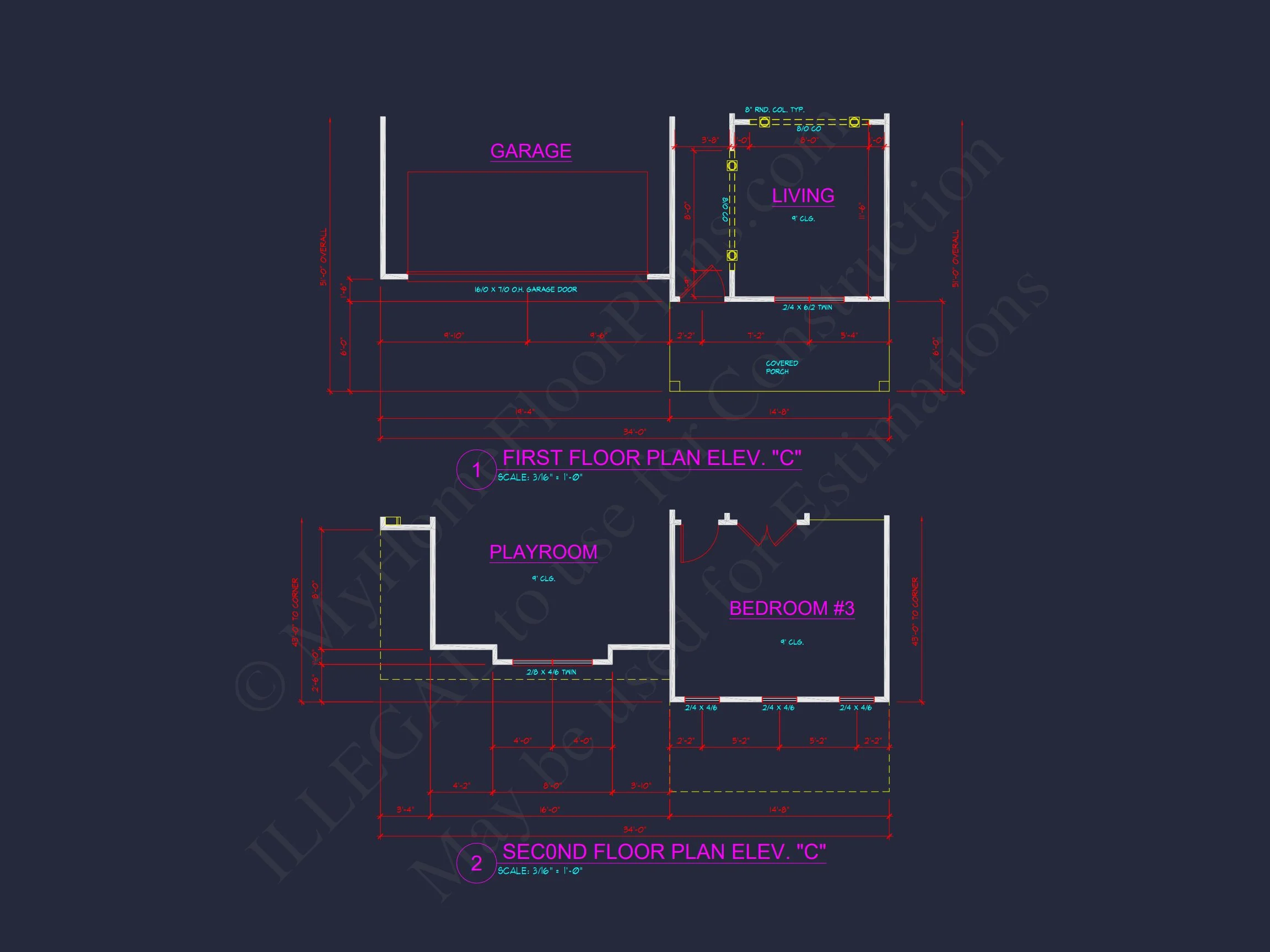 Two-Story house Plan with 4 Bedrooms, 2.5 Baths, and Open Floor Plan