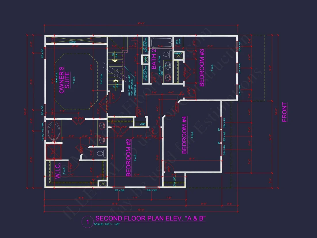 Two-Story house Plan with 4 Bedrooms, 2.5 Baths, and Open Floor Plan