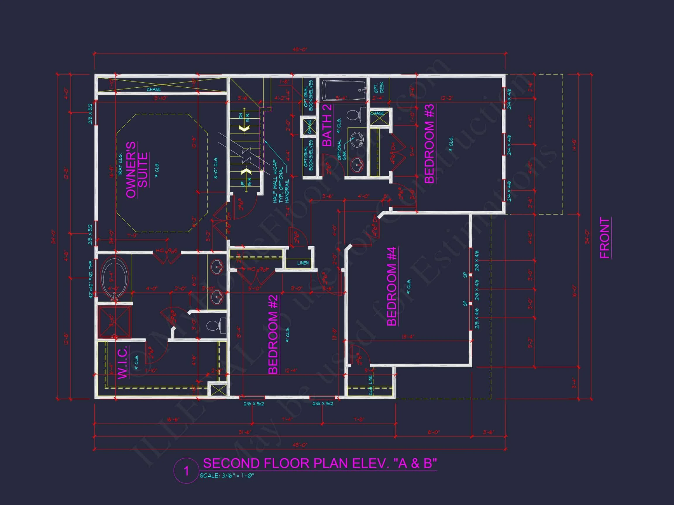 Two-Story house Plan with 4 Bedrooms, 2.5 Baths, and Open Floor Plan