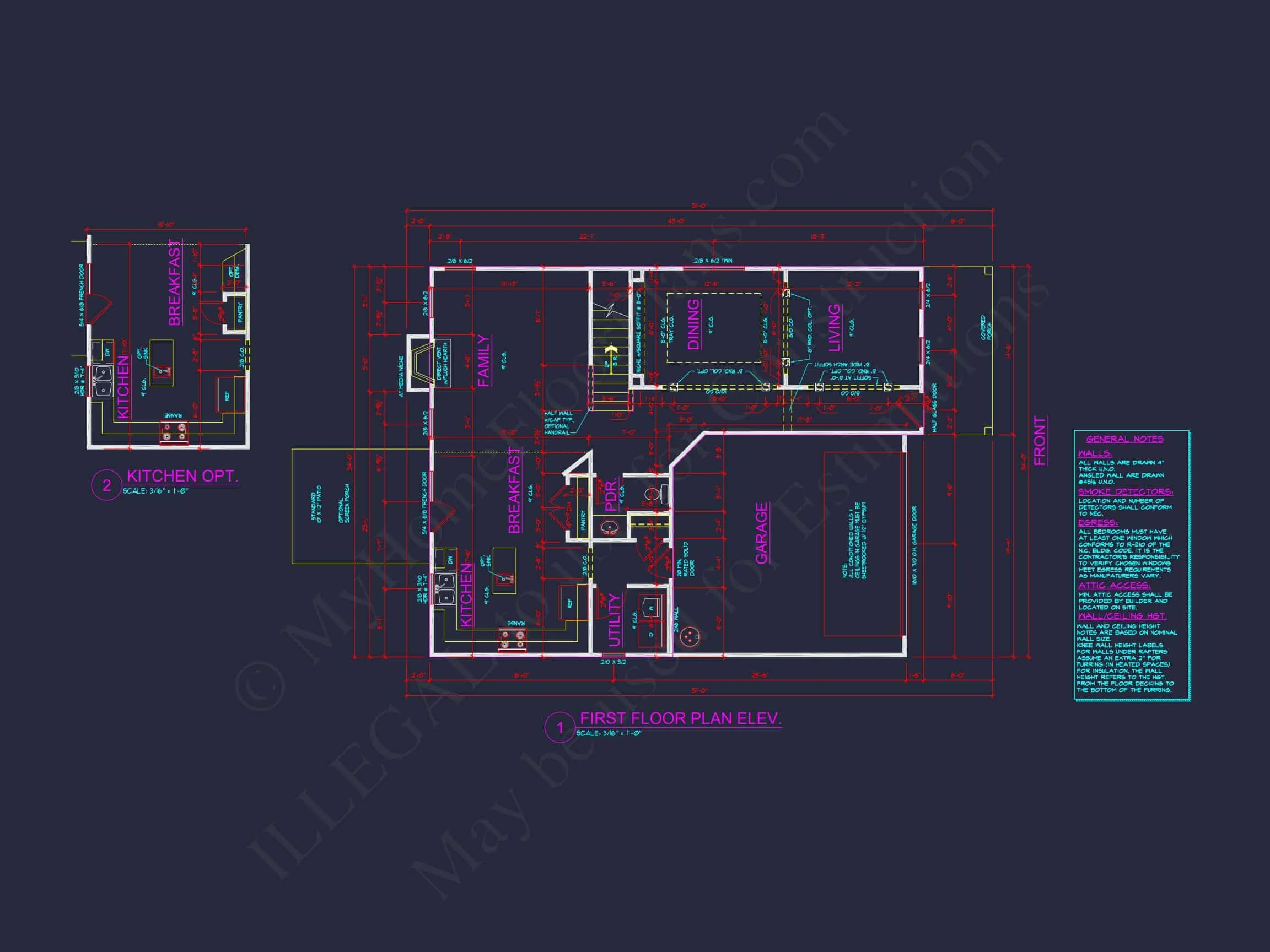 Two-Story house Plan with 4 Bedrooms, 2.5 Baths, and Open Floor Plan