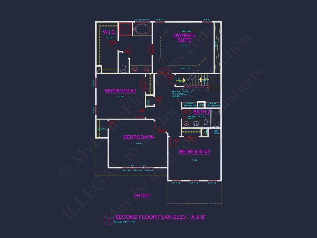Two-Story house Plan with 4 Bedrooms, 2.5 Baths, and Open Floor Plan
