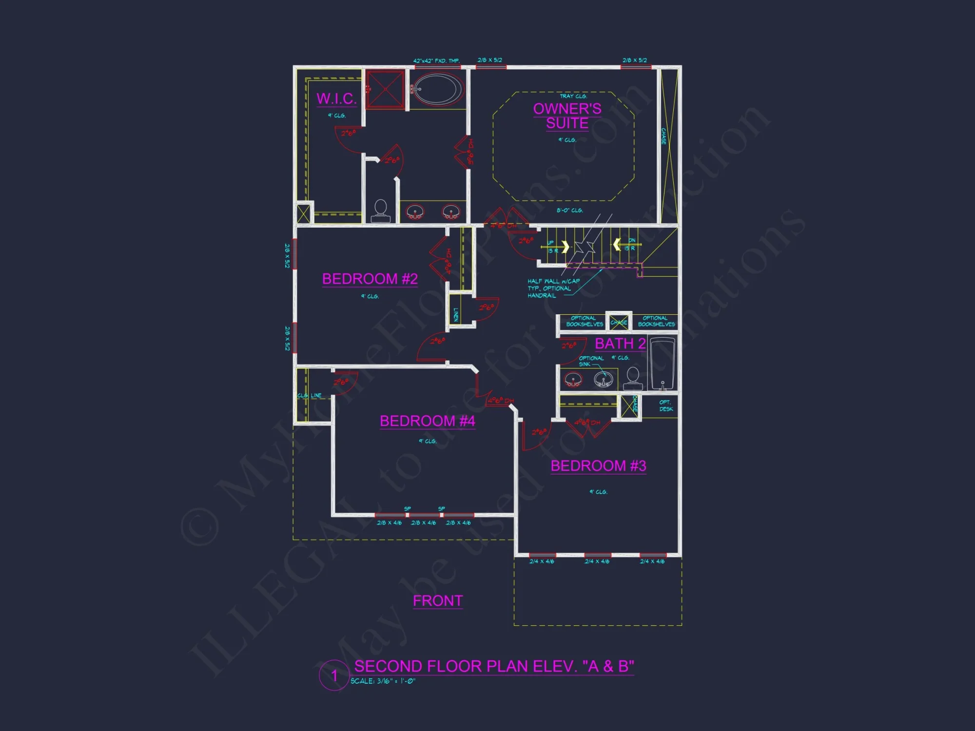 Two-Story house Plan with 4 Bedrooms, 2.5 Baths, and Open Floor Plan