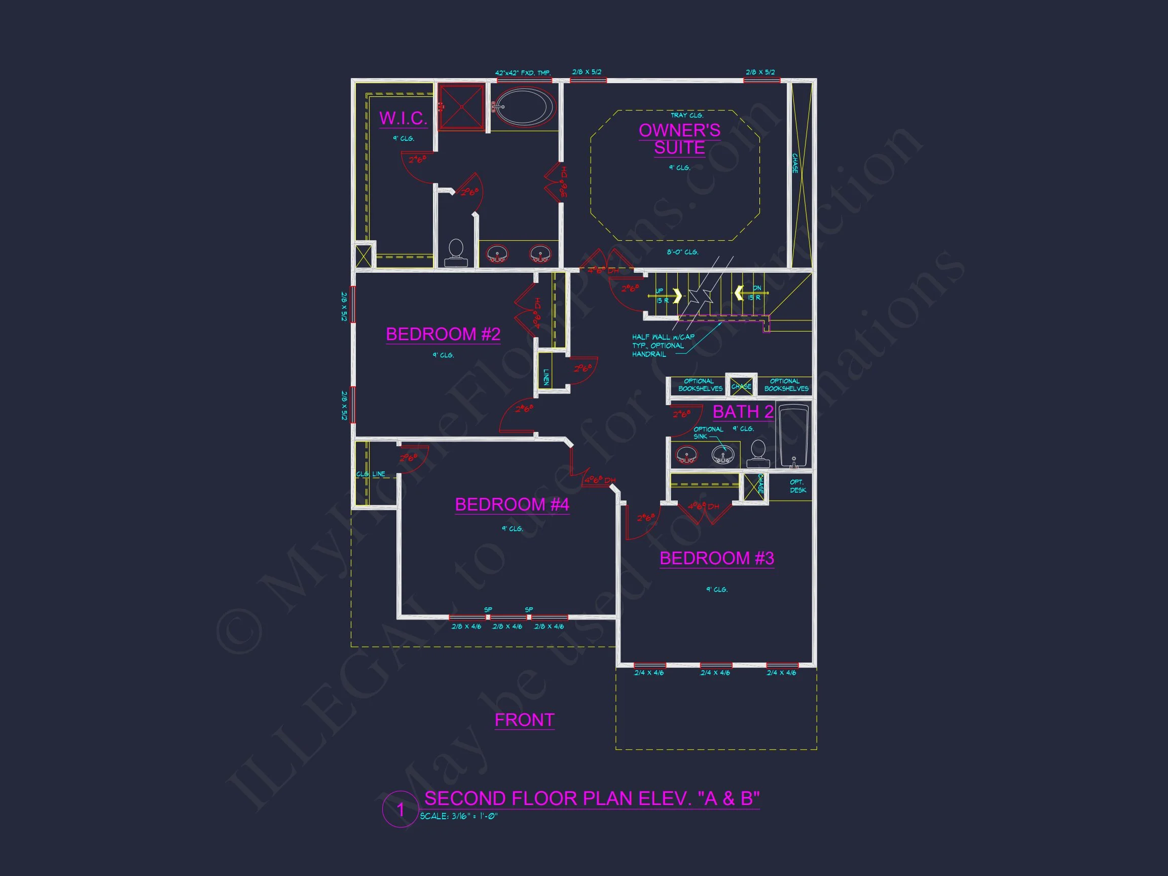 Two-Story house Plan with 4 Bedrooms, 2.5 Baths, and Open Floor Plan