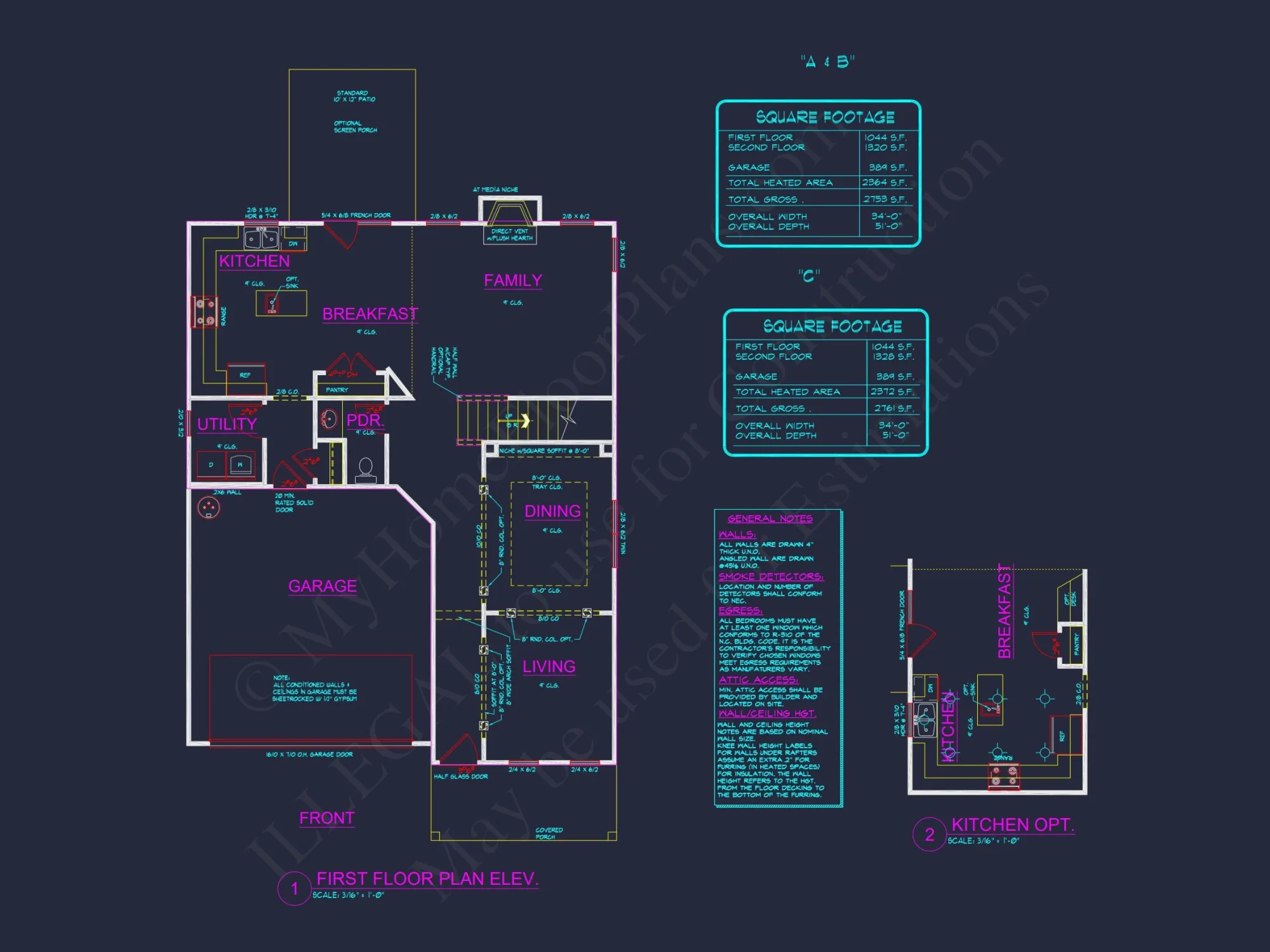 Two-Story house Plan with 4 Bedrooms, 2.5 Baths, and Open Floor Plan