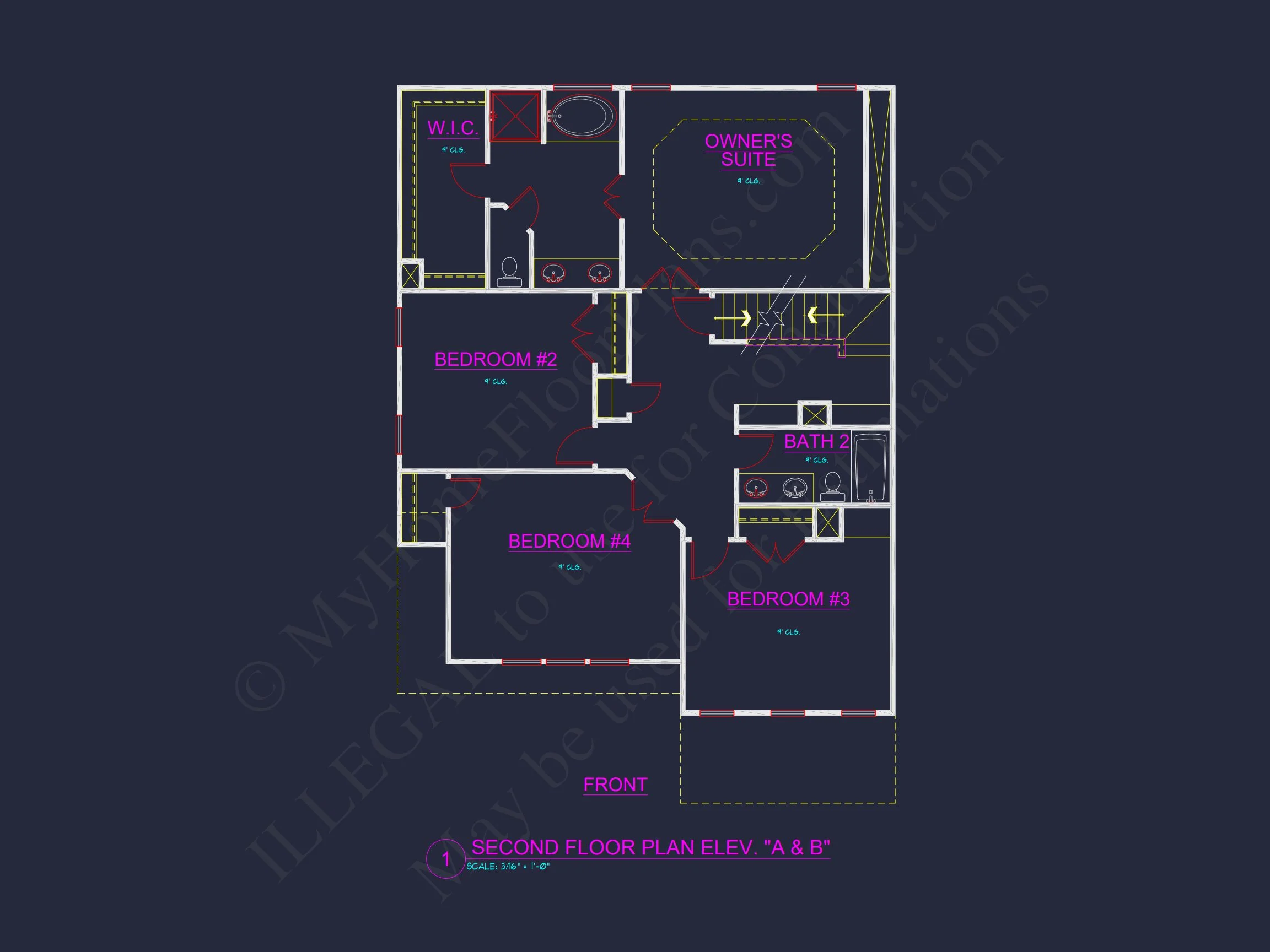 Two-Story house Plan with 4 Bedrooms, 2.5 Baths, and Open Floor Plan